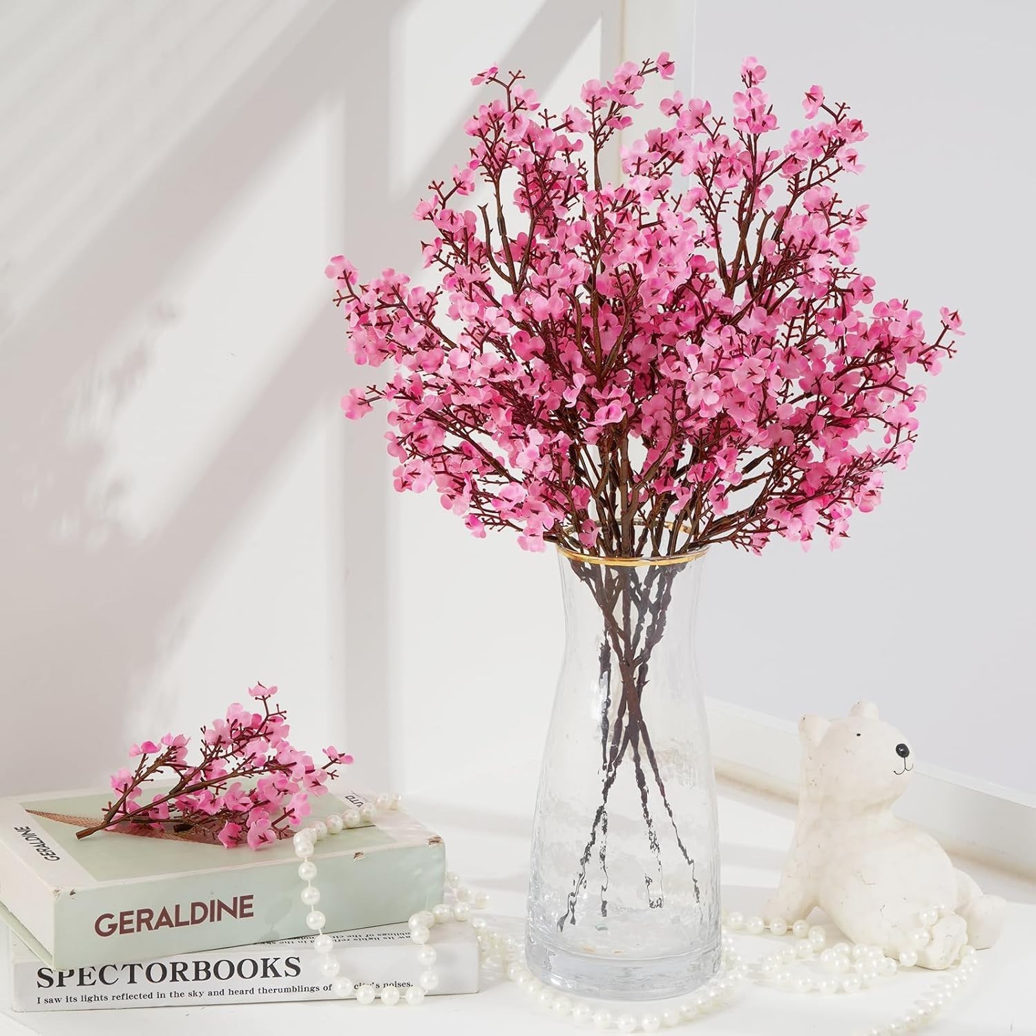 Luxury Real Touch Silk Flowers Set – 5 Pink Babys Breath for Spring Arrangements