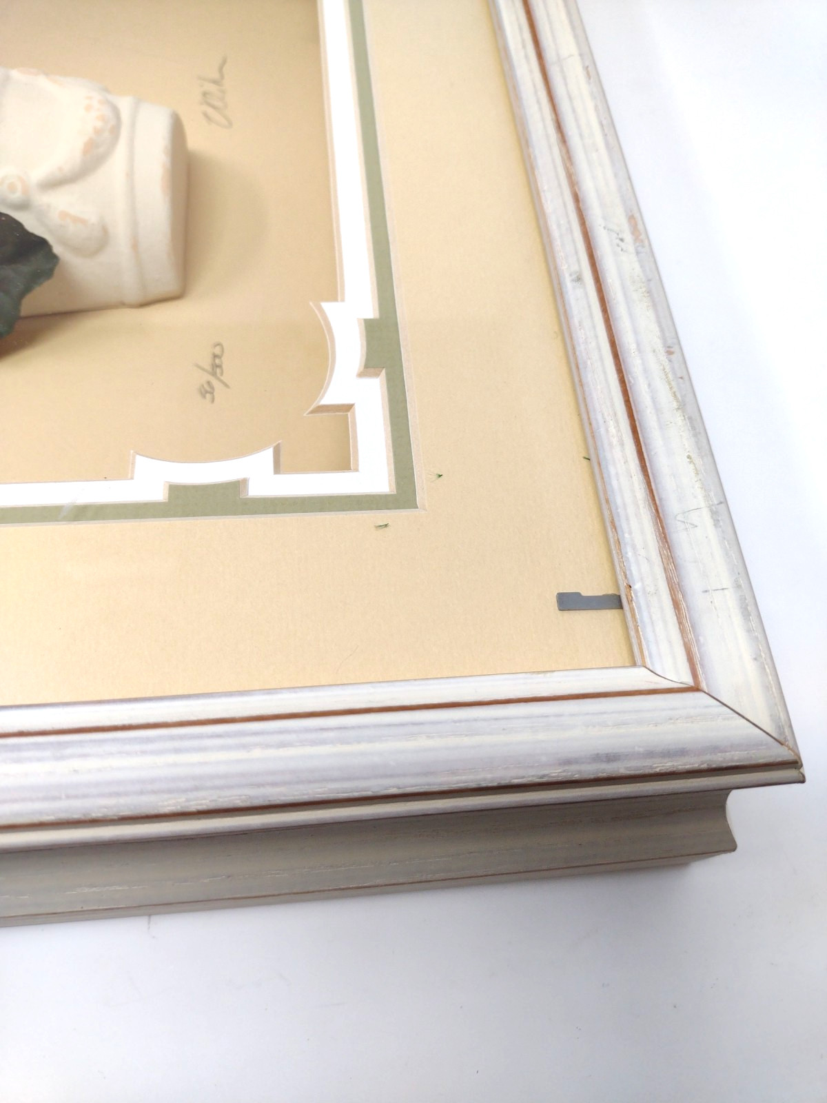 Vintage Handmade 3D Shadow Box Blue Flowers White Box Frame 56/500 Signed