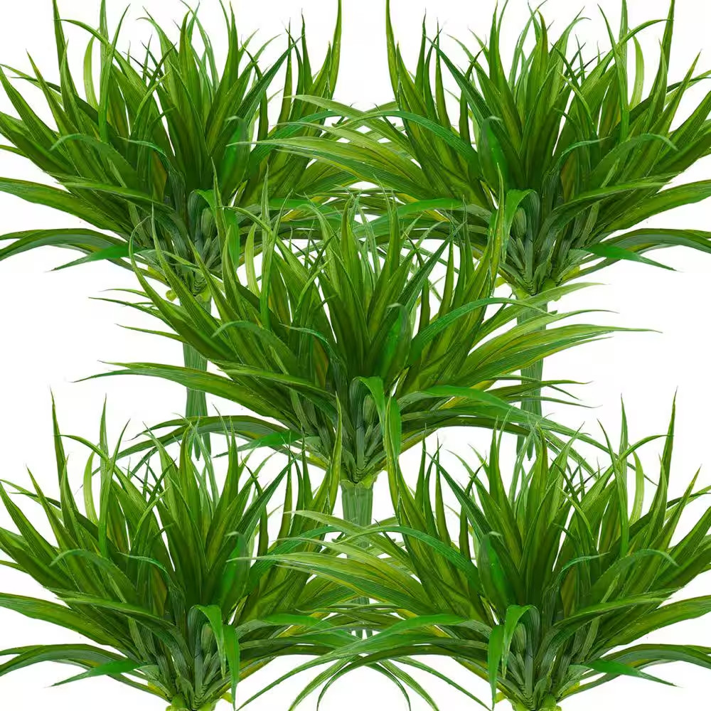 1 in 32 Pcs Green Artificial Grass UV Resistant Outdoor Faux Plant Stems for Hom