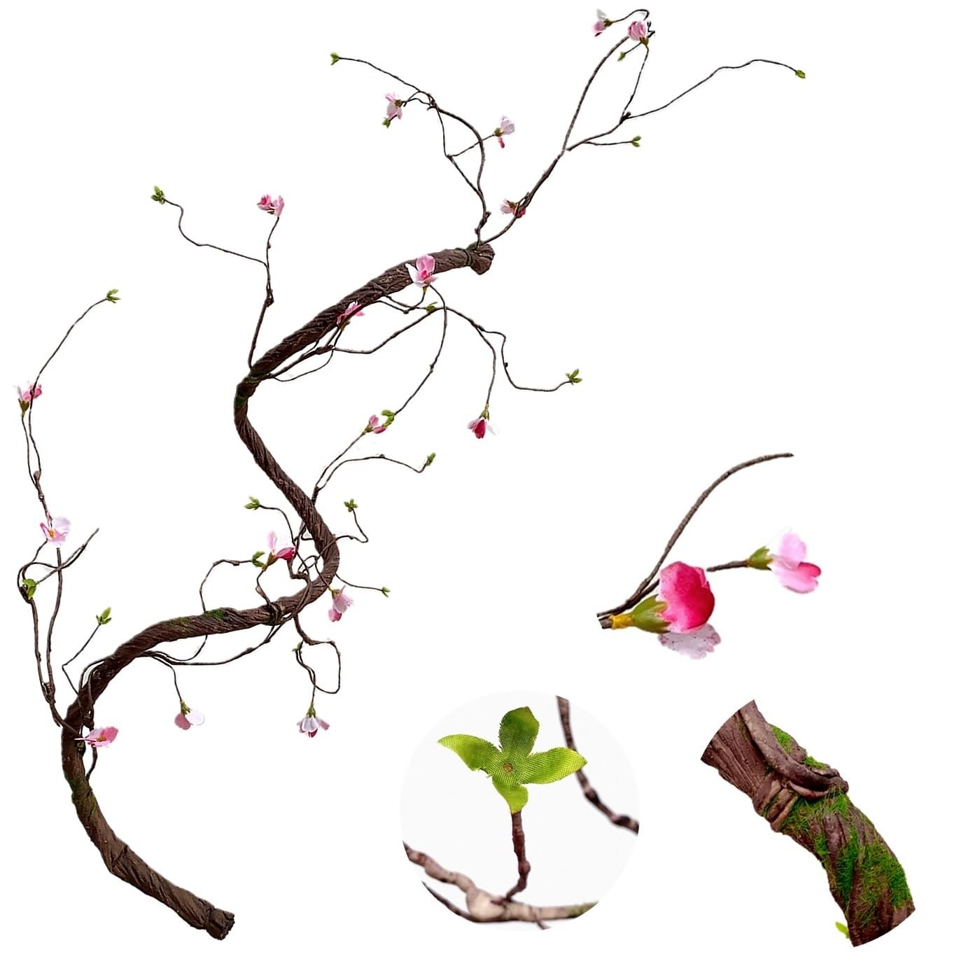 Artificial Tree Branches Jungle Rattan Foam Long Vines with Flowers and Leave…