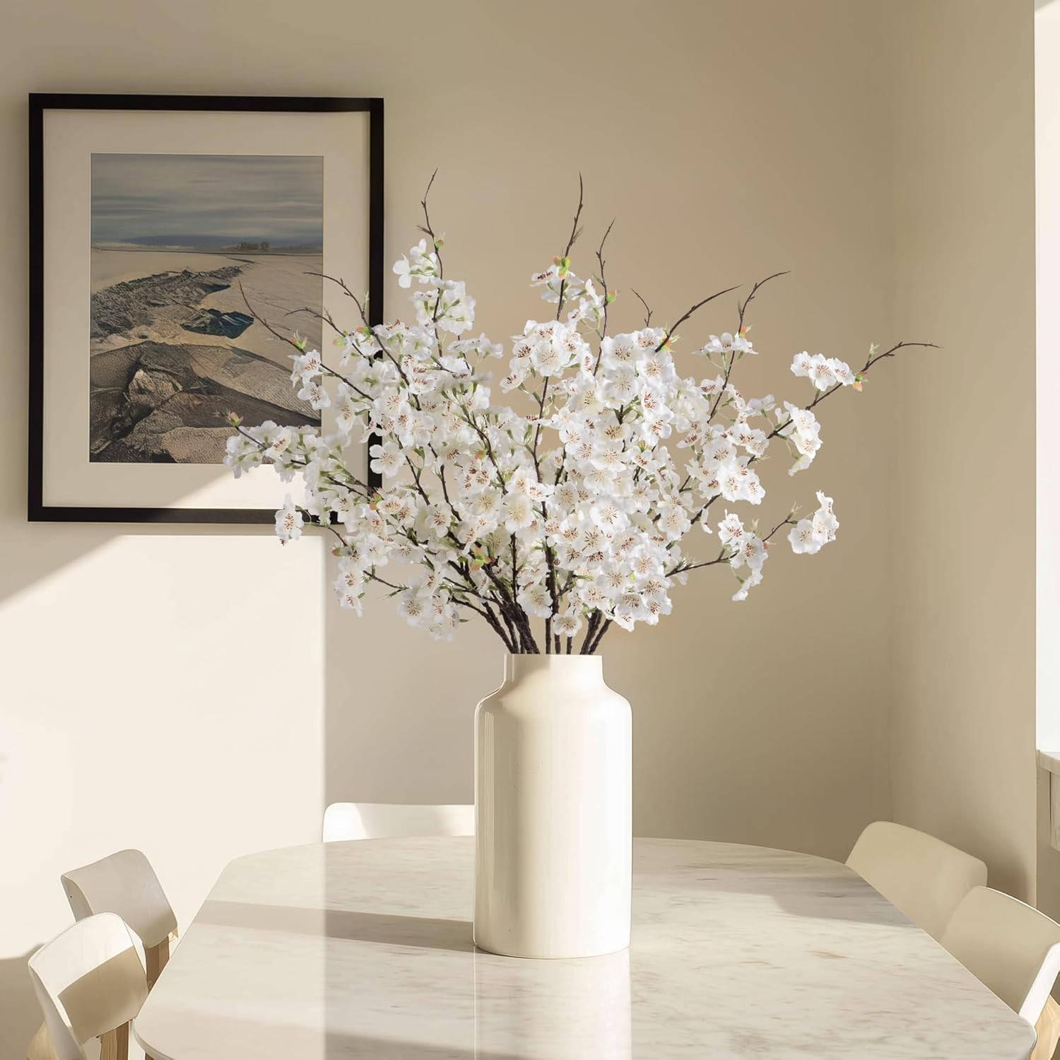 Silk Cherry Blossom Branches 27.6″ – 12Pcs White for Home & Wedding Decor