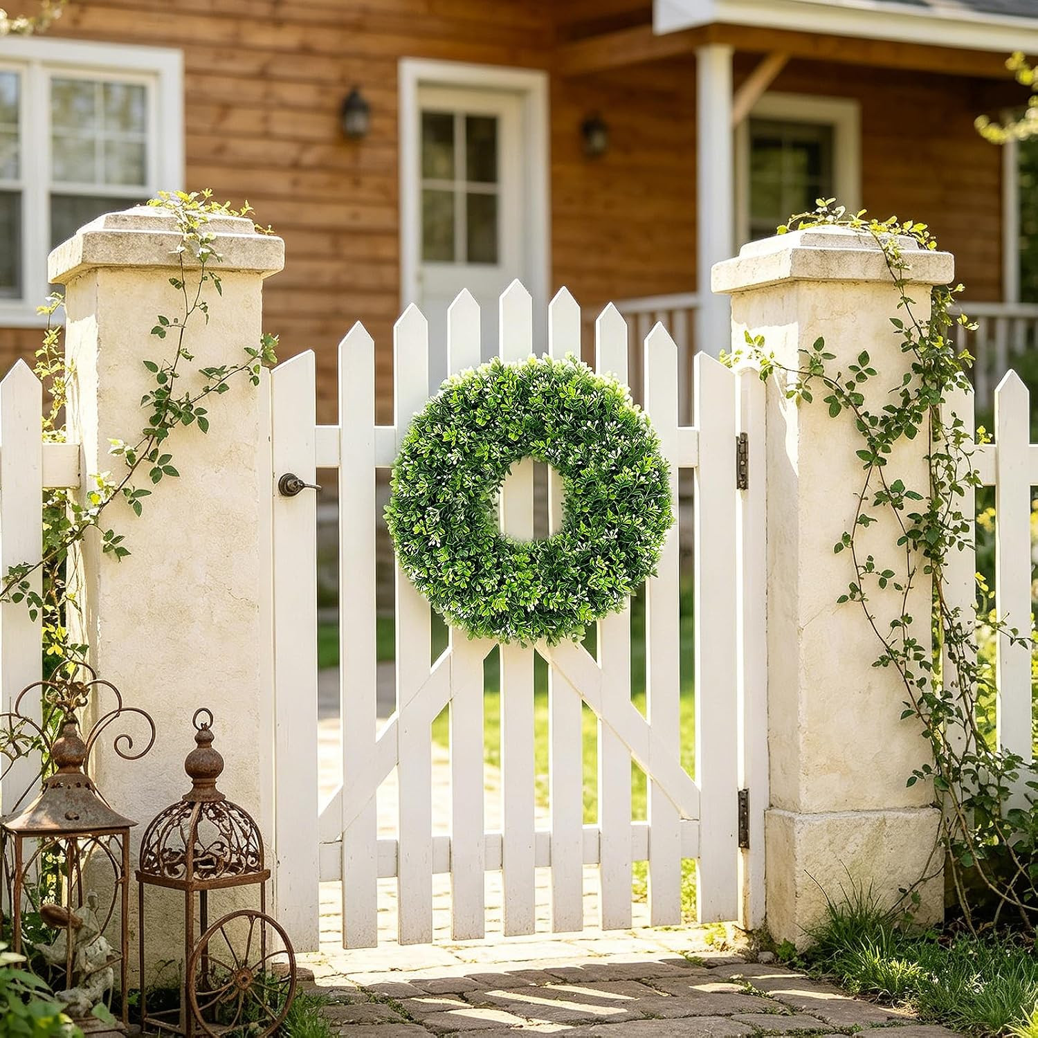 26 Inch Large Artificial Eucalyptus Wreath for Front Door – Fake Greenery Leaves