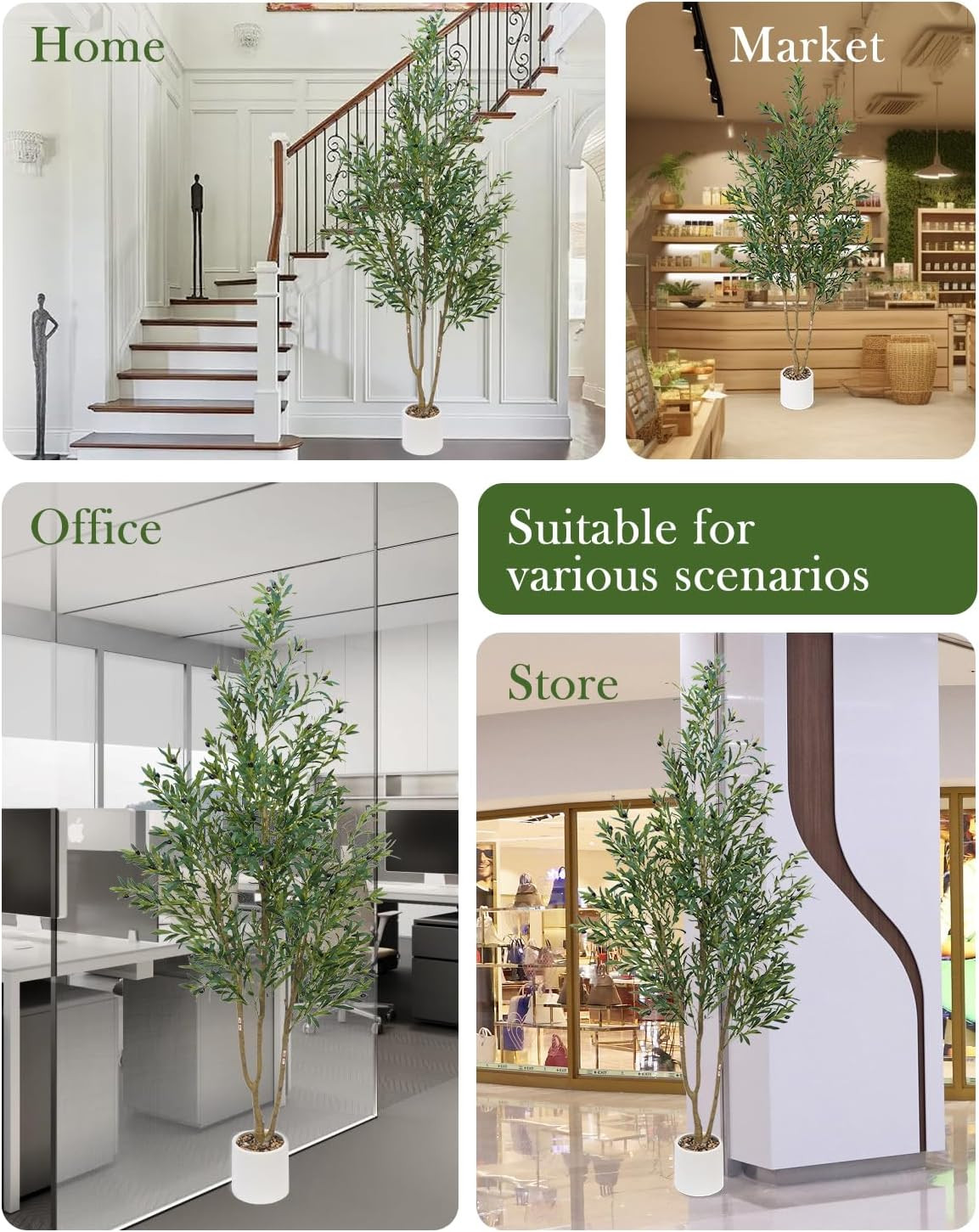 7FT Olive Tree Faux Plant with Pot – Realistic Indoor Decor for Home & Office