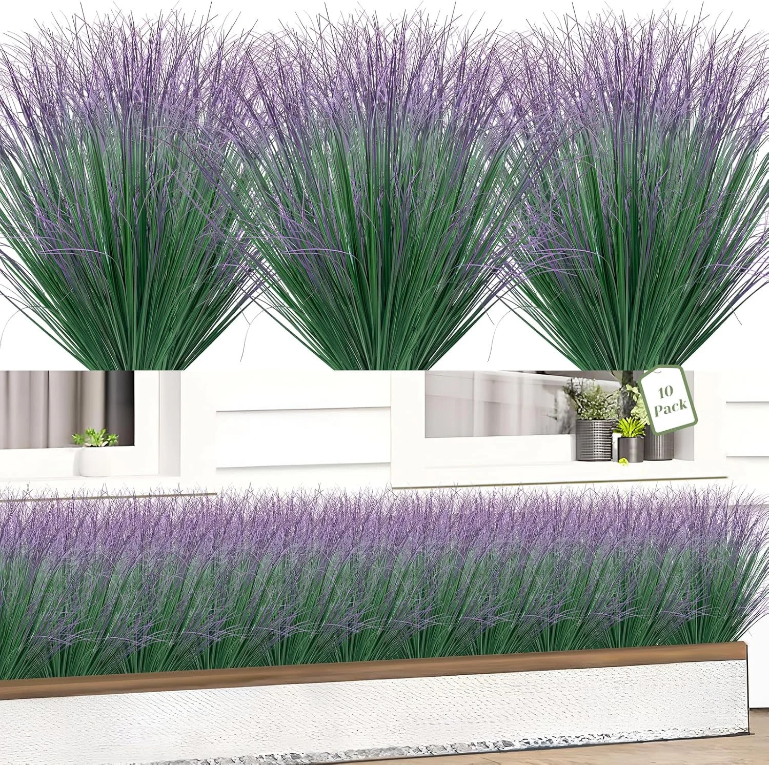 10 Bundles Fake Grass Plants Artificial Plants Outdoor Faux Plants Tall Shrubs W