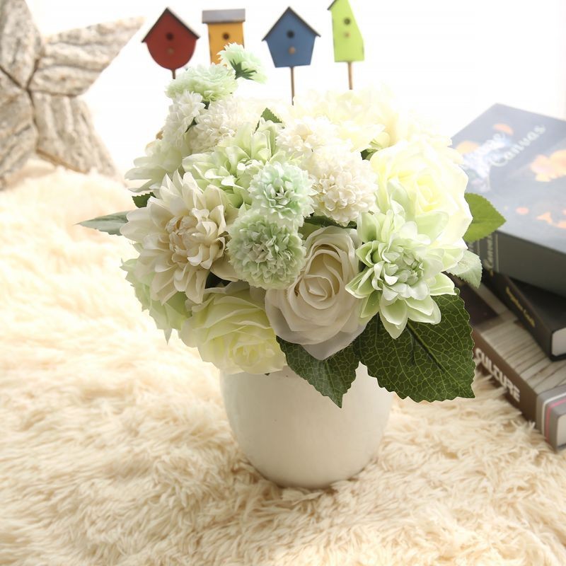 Artificial Dahlia Rose Silk Flower Bouquet Bottle Flower Home Wedding Party Deco
