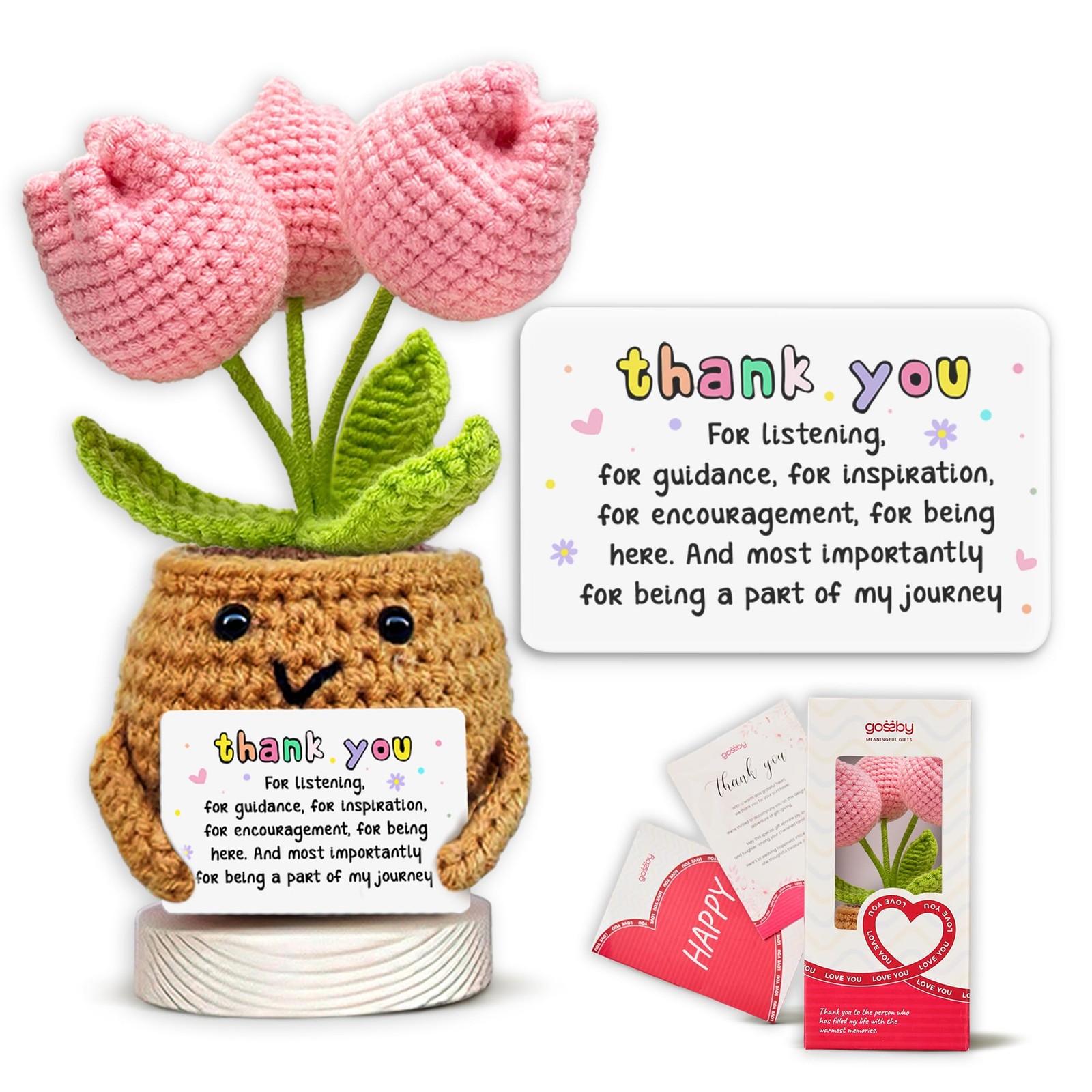 Handmade Crochet Tulip Flower Plant Uplifting Gift Desk Car Decor Appreciation
