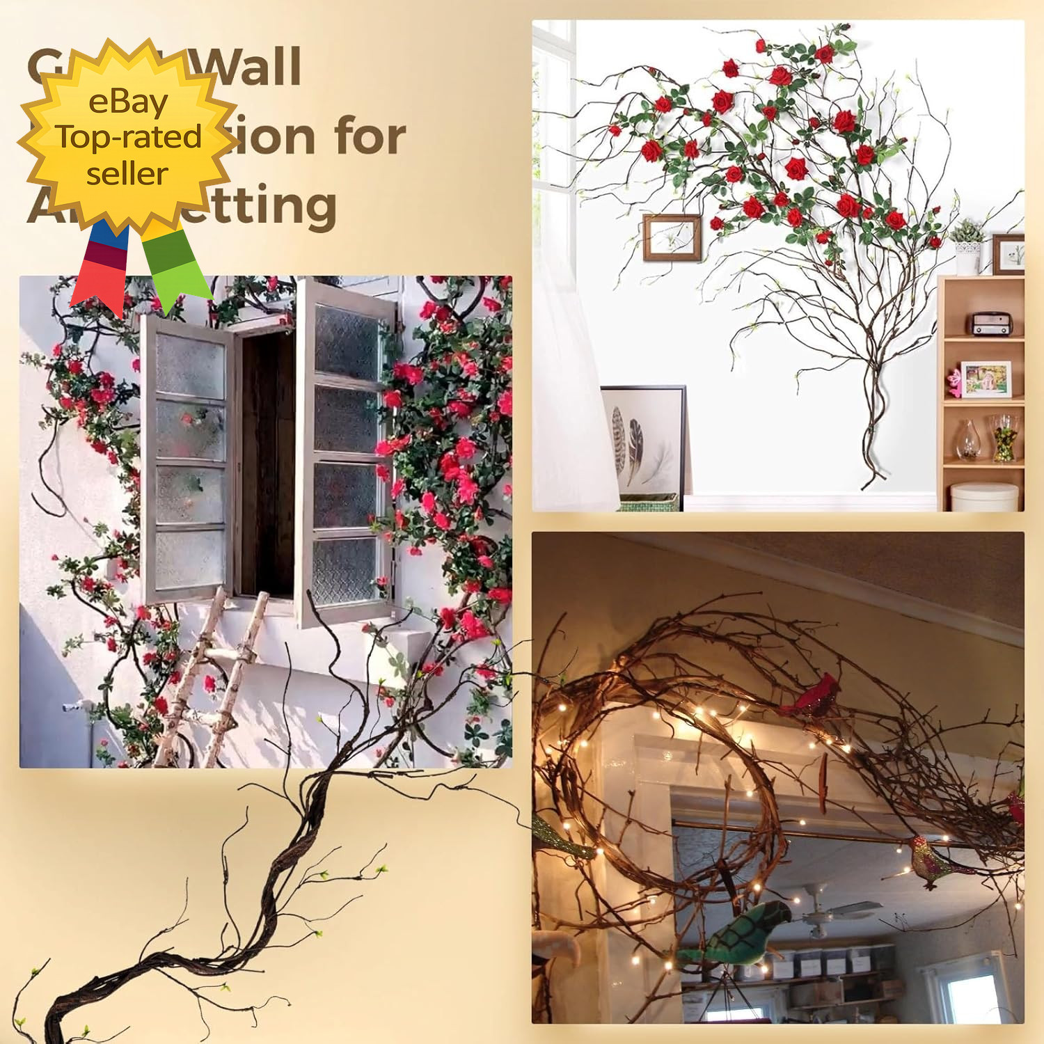 Artificial Hanging Tree Branch Vine 67 Inch Decorative Rattan for Home Events