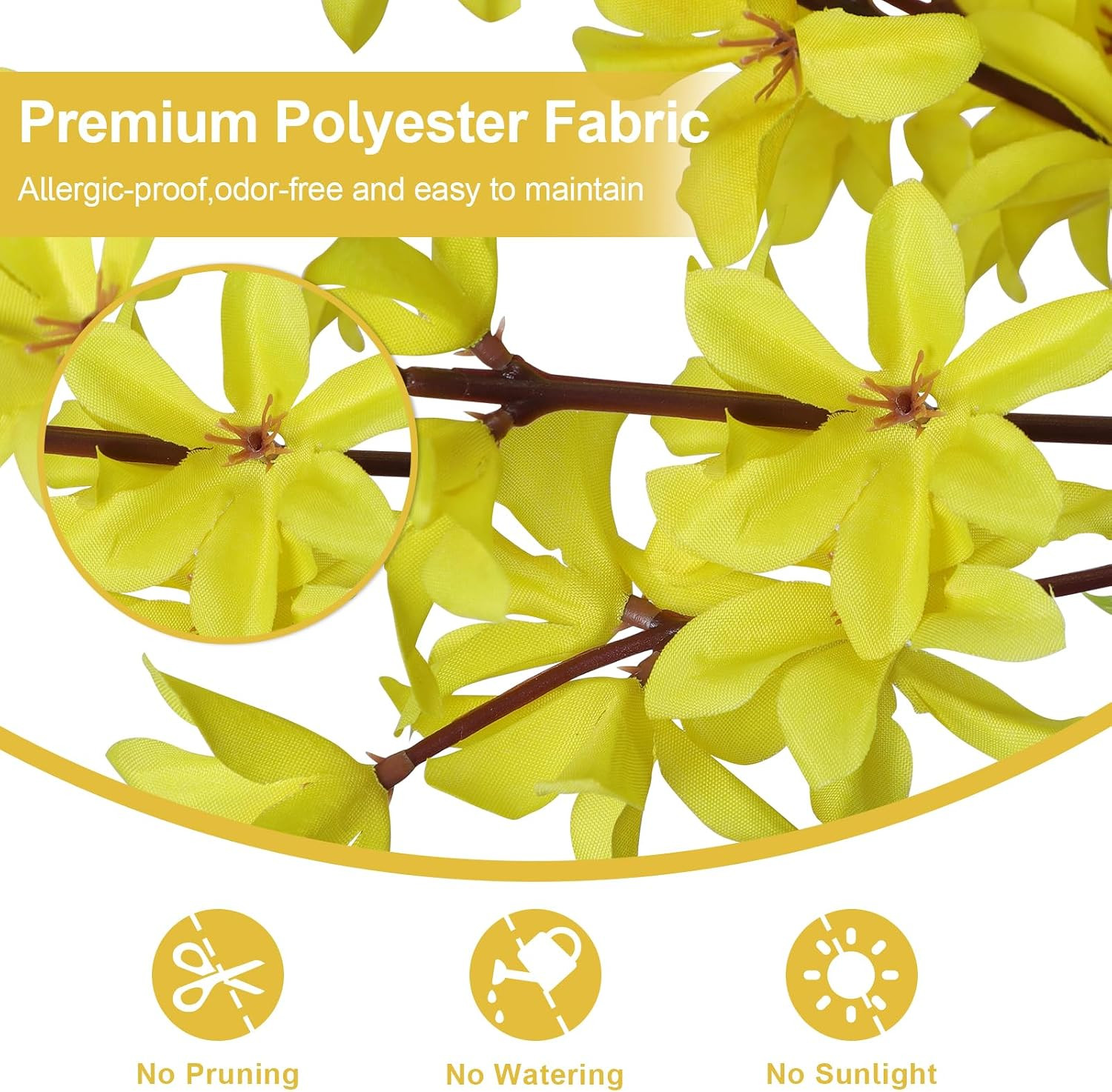 4FT Yellow Faux Forsythia Tree with Pot – Lifelike Indoor/Outdoor Decor