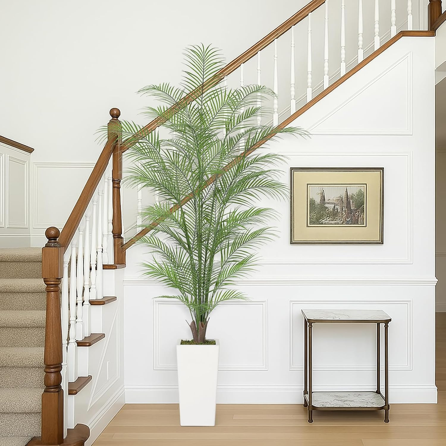 6 Ft Faux Areca Palm Tree with Realistic Leaves & White Pot – 2 PCS