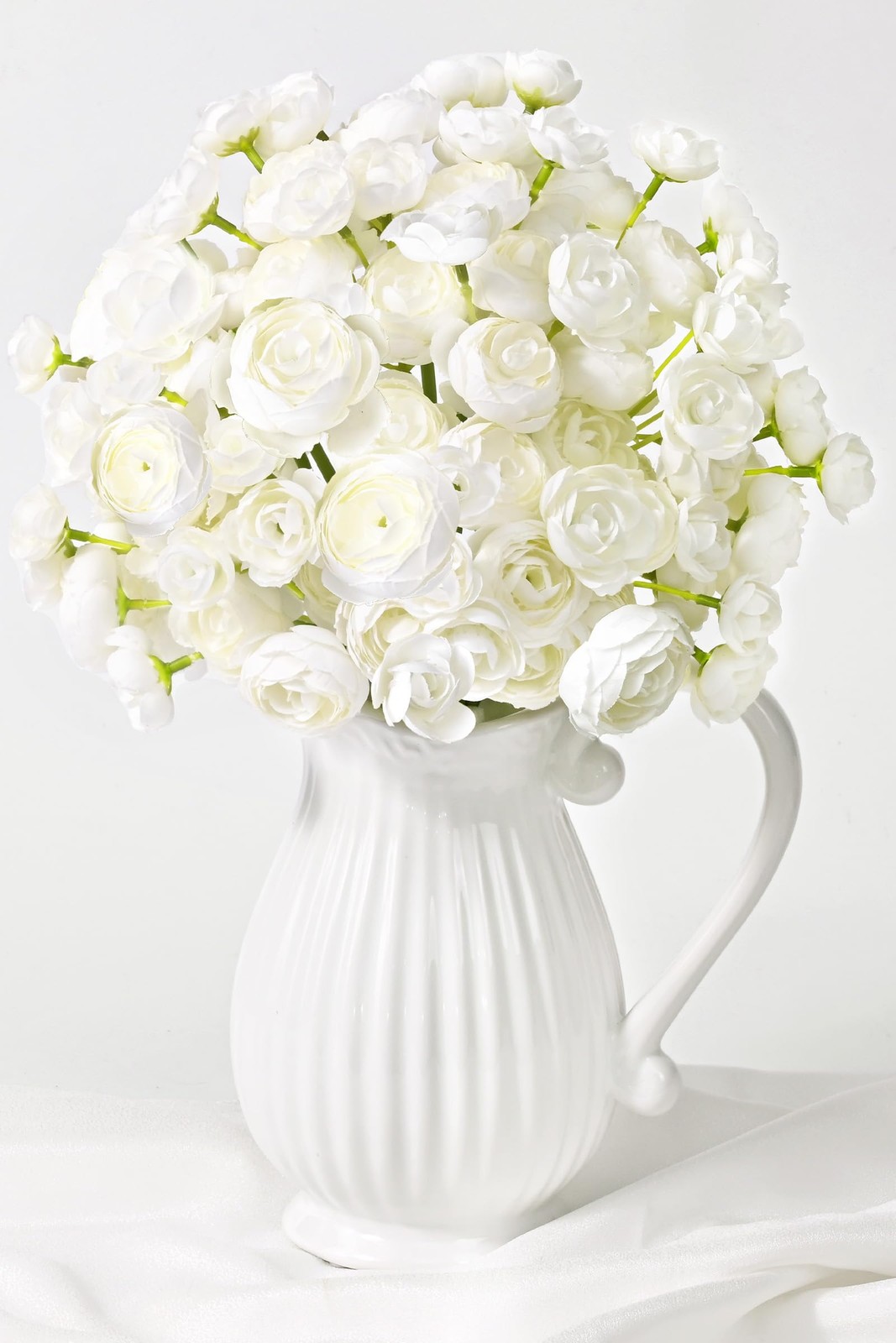 Ranunculus Artificial Flowers, 18Pcs 14In Fake Peonies Artificial Flowers, Wh…
