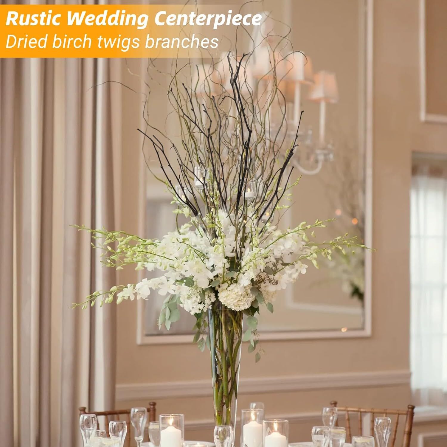 30Pcs Real Dried Birch Twigs 17 Decorative 100% Natural Birch Branches for