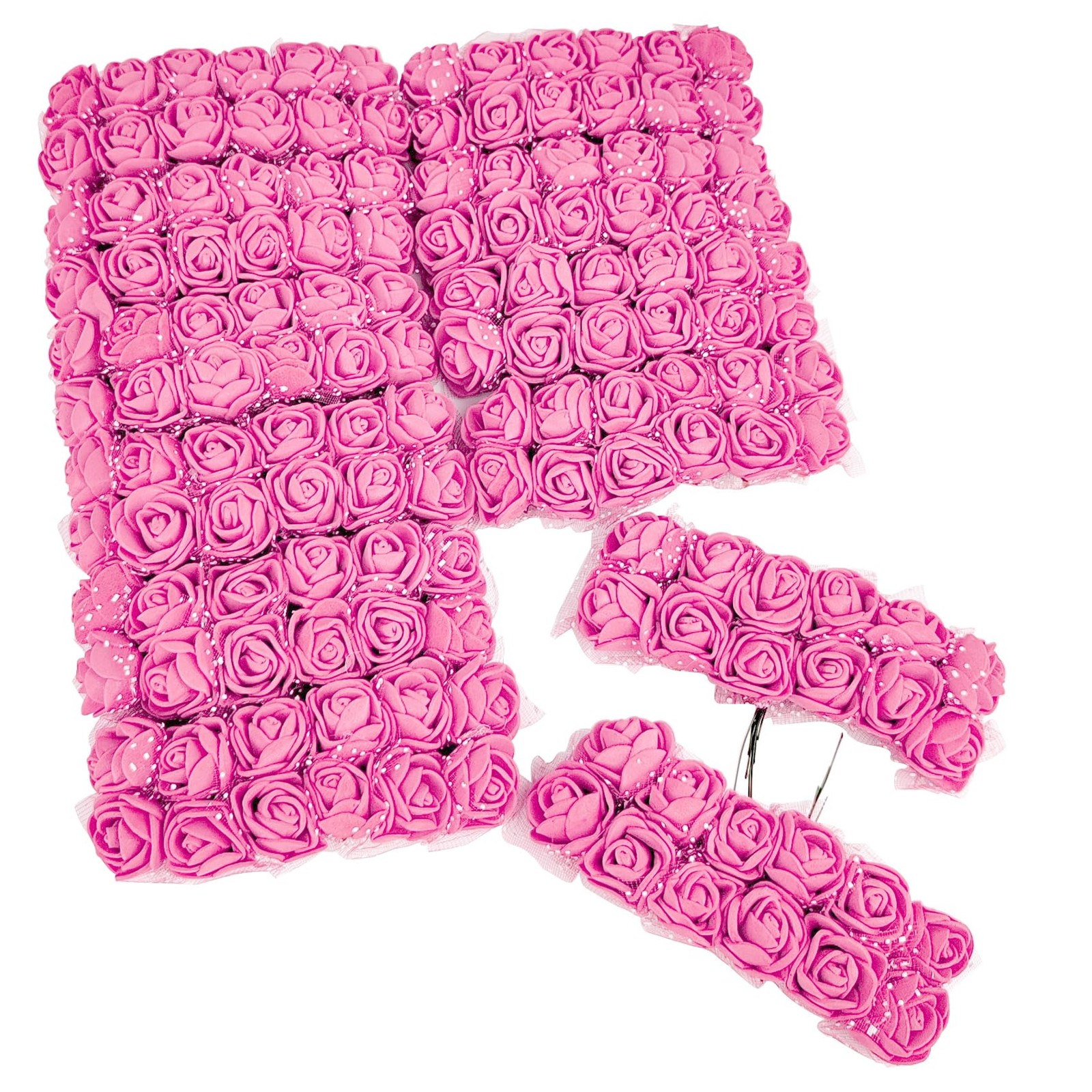 144 PCS Mini Artificial Pink Rose Flower Heads 25mm Faux Roses DIY Crafting