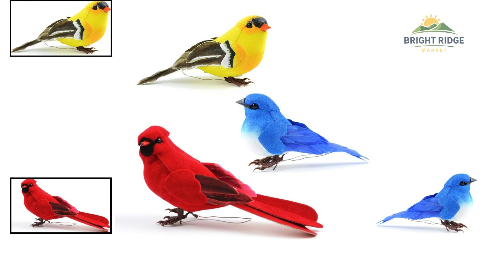 Set of 3 Decorative Birds for Floral Arrangements and Home Decor Projects
