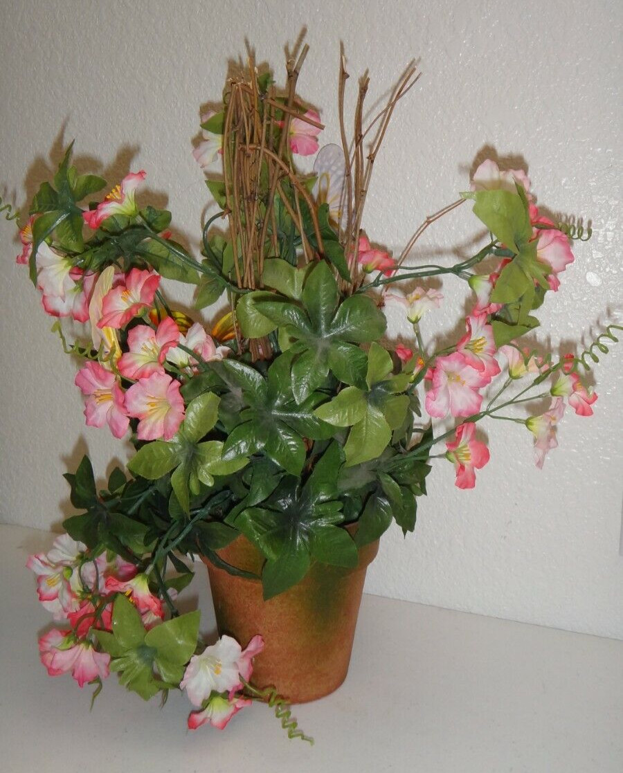 Artificial Potted Flowers & Butterflies Height :16 inches Floral Home Décor