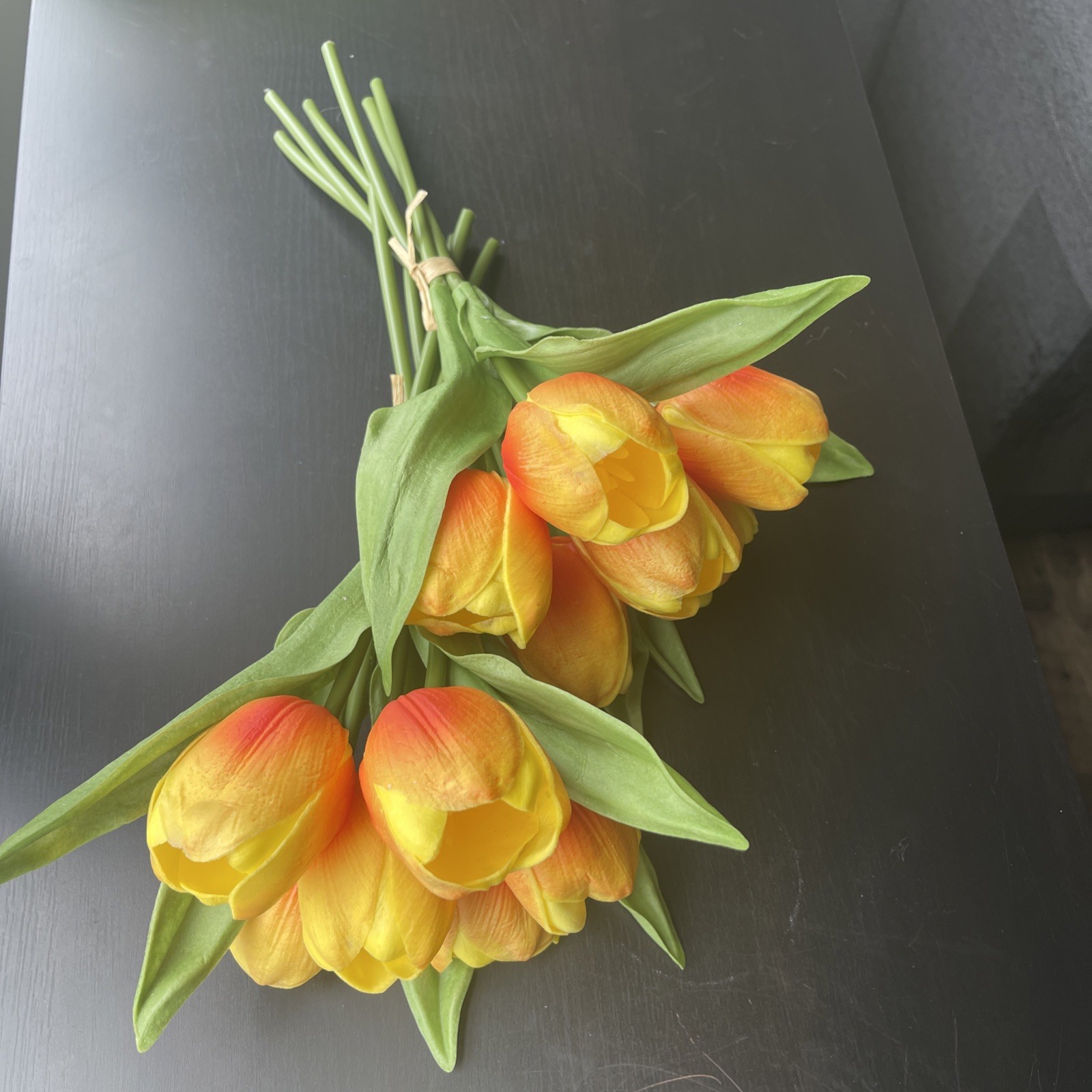 24Pcs Fake Tulips Artificial Flowers PU Artificial Tulips Real Touch Yellow