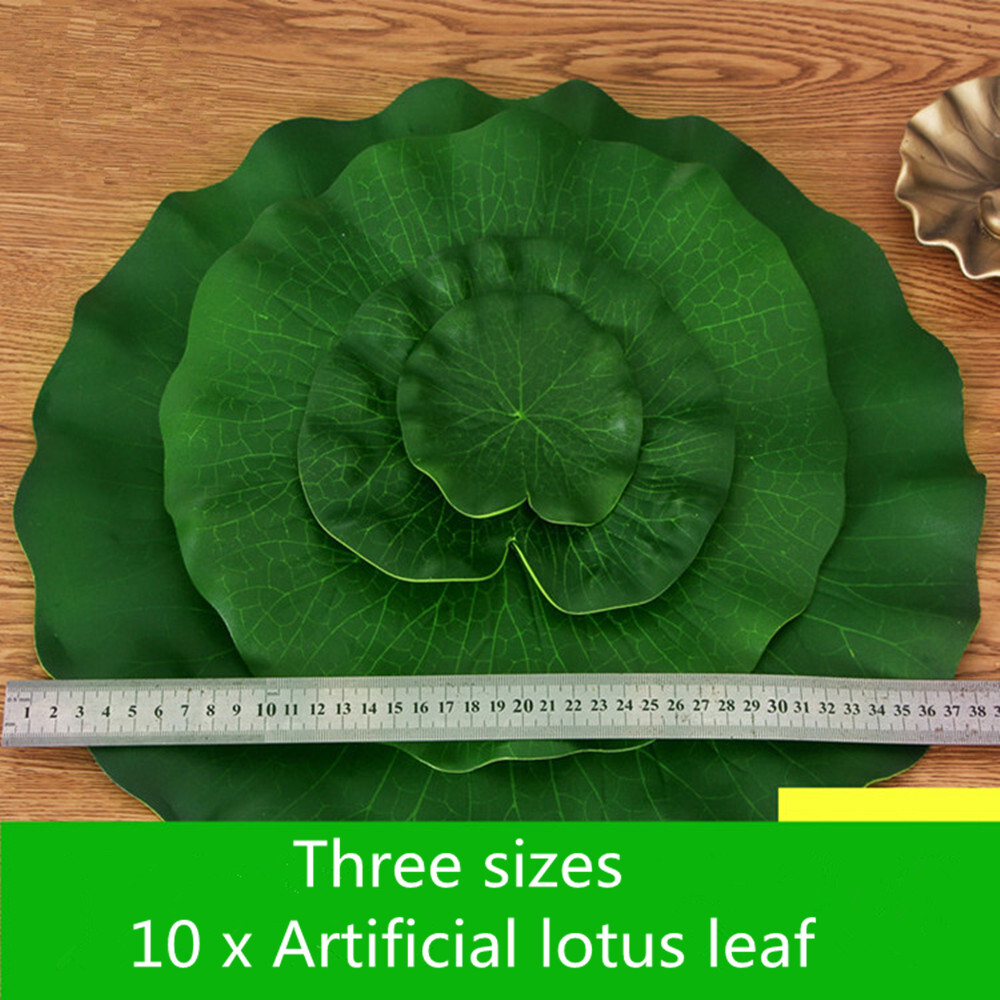 Fake Artificial Lotus Leaves Flower Plastic Water Lily Floating Pool Decor 10pcs