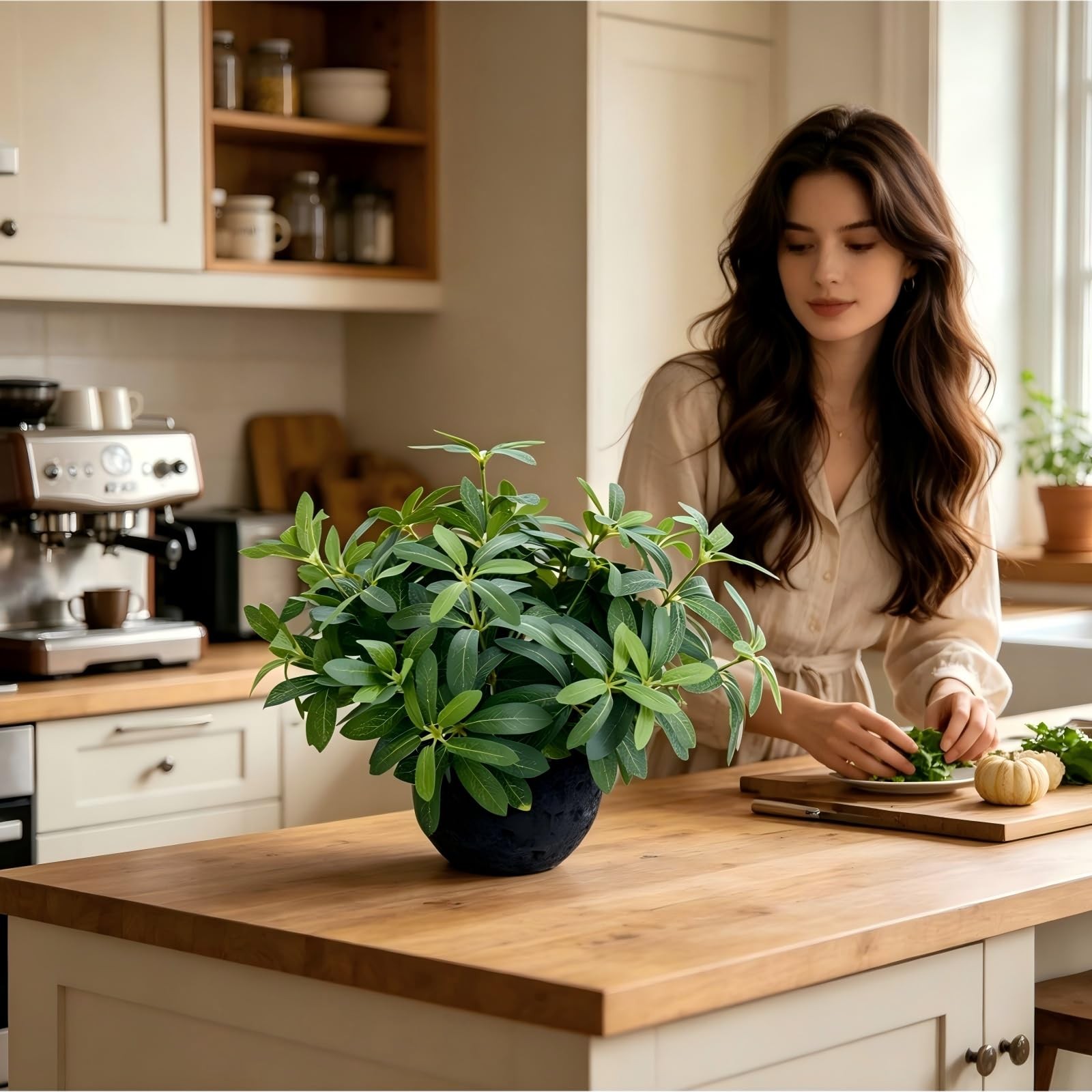 AlphaAcc 9.5″ Artificial Plants with Olive Leaves Real Looking Faux Plants Fa…