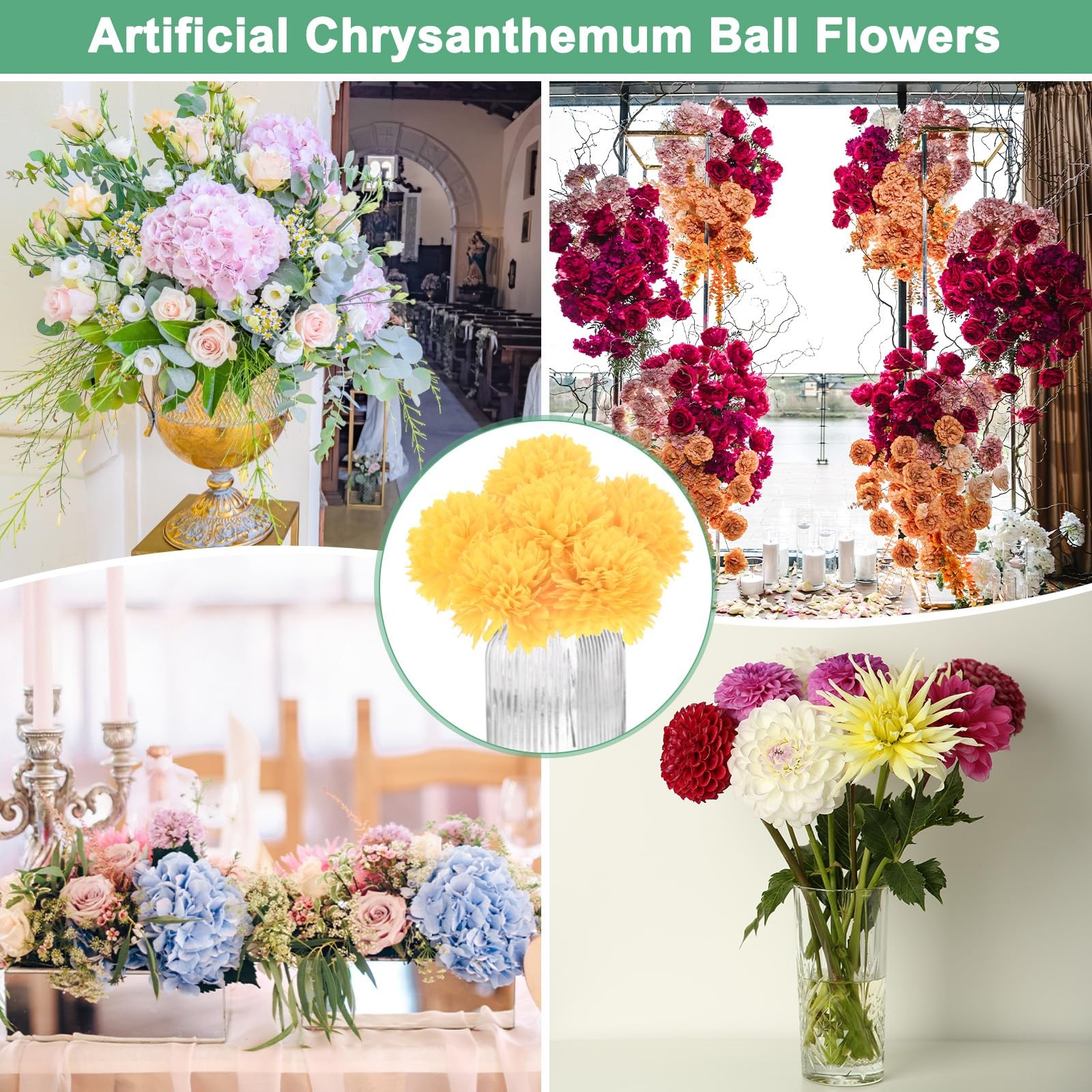 30-Pack Artificial Chrysanthemum Ball Flowers,11 Inch Faux Chrysanthemum Silk…