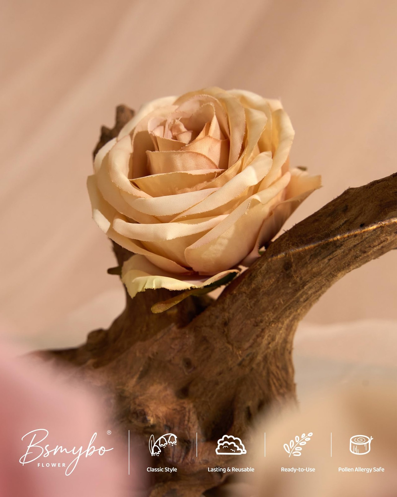 Artificial Flowers Combo Peach Flowers with Stems Fake Rose Faux Floral Arran…