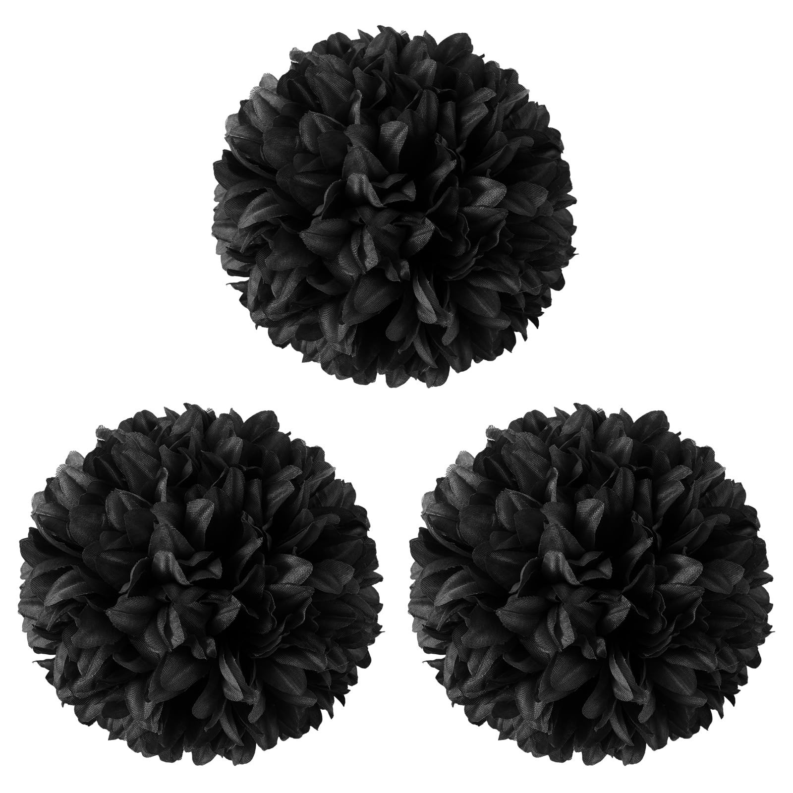 3 Pcs Black Homecoming Mum Flowers 6.5″ Silk Homecoming Mum Supplies Trinkets…