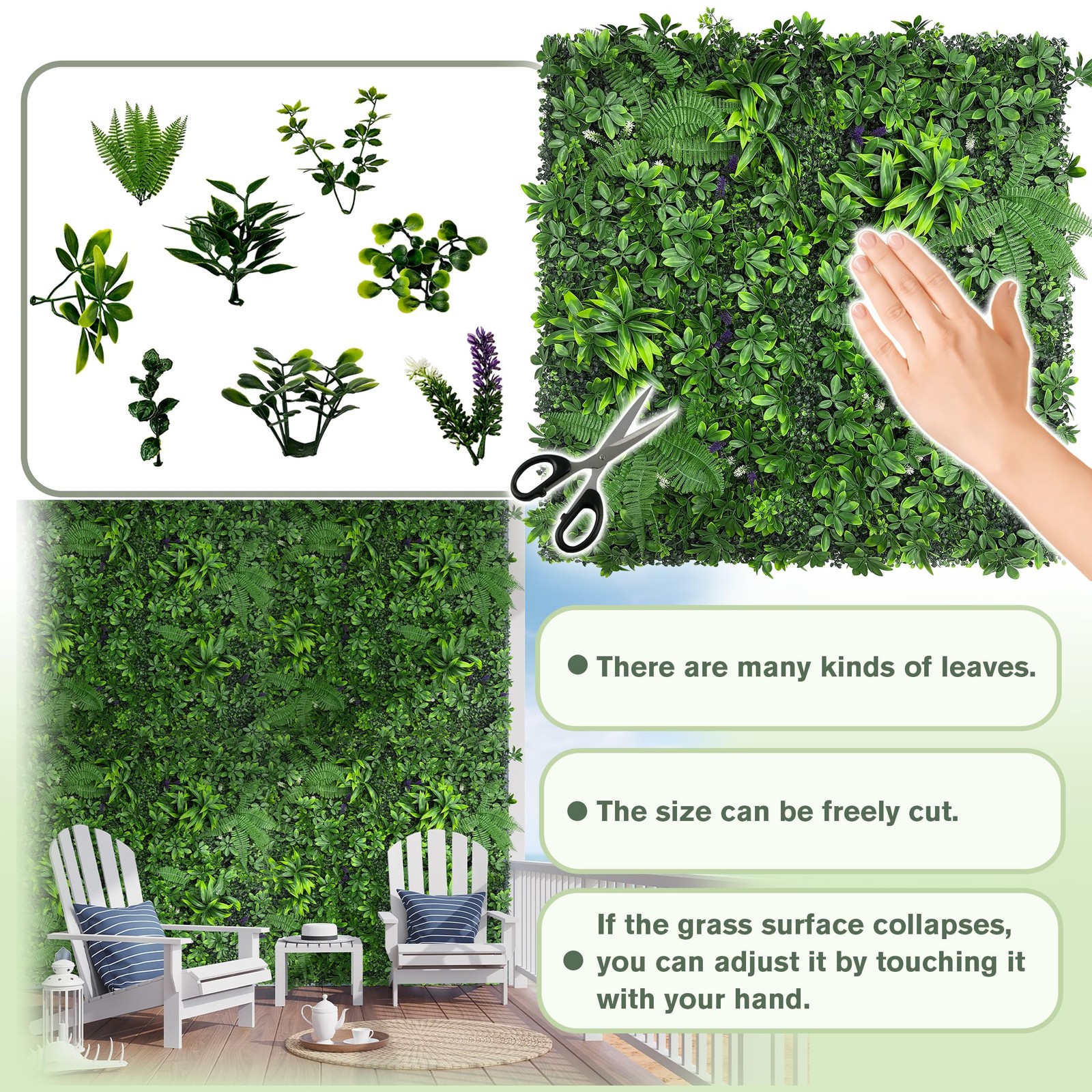 DOPGIB Artificial Boxwood Grass Wall Roll: 40″x120″(33.5 SQFT) UV Protected