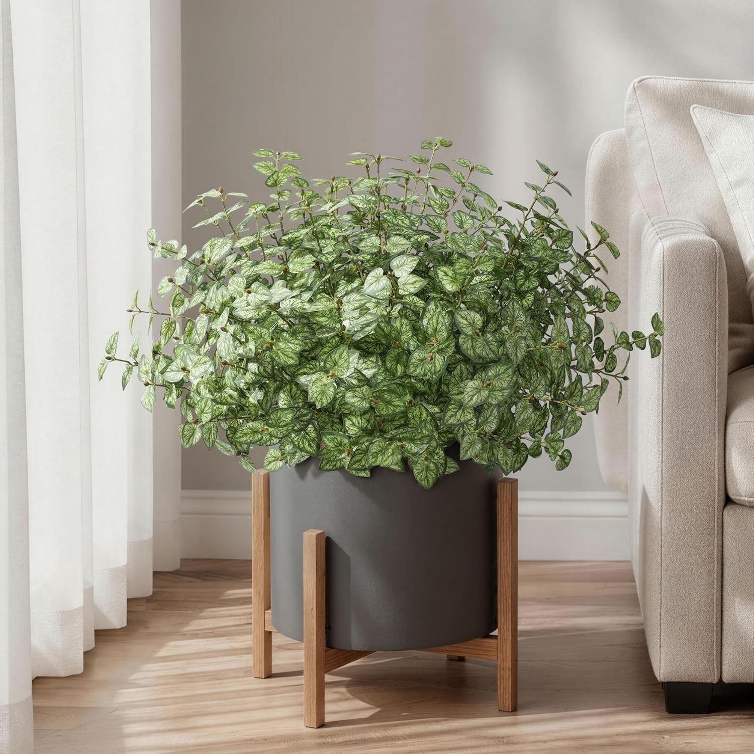 Artificial Plants Outdoor 5 Pcs, Faux Greenery Plants Outdoor UV Resistant Si…