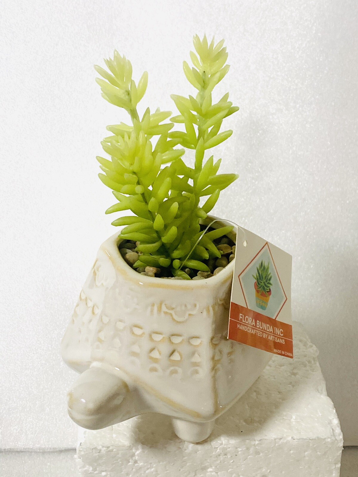 Turtle Ceramic Planter Artificial Succulent Flora Bunda NWT