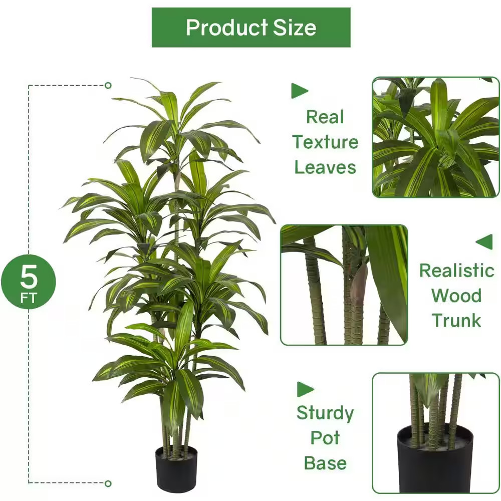 Faux Bird of Paradise Tree 1 Piece Artificial Green Indoor Tropical Plant Real T