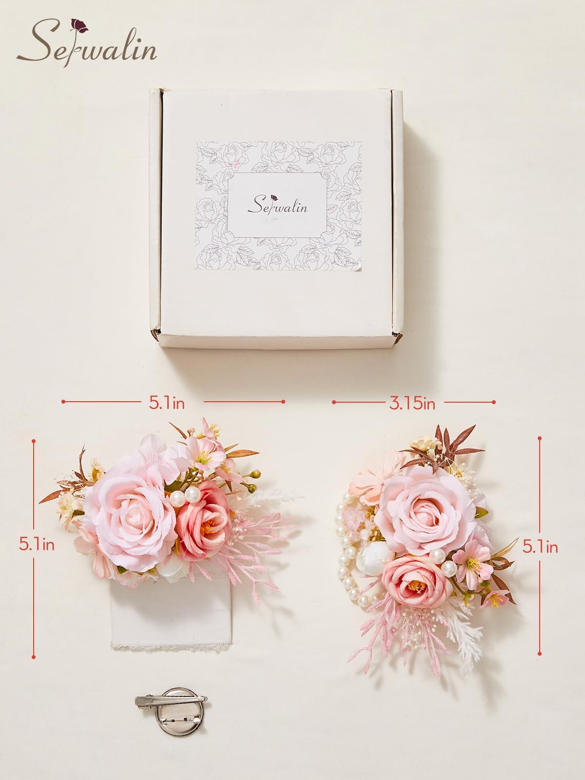 Pink Rose Corsage and Boutonniere Set for Prom Wedding Graduation 2 PCS