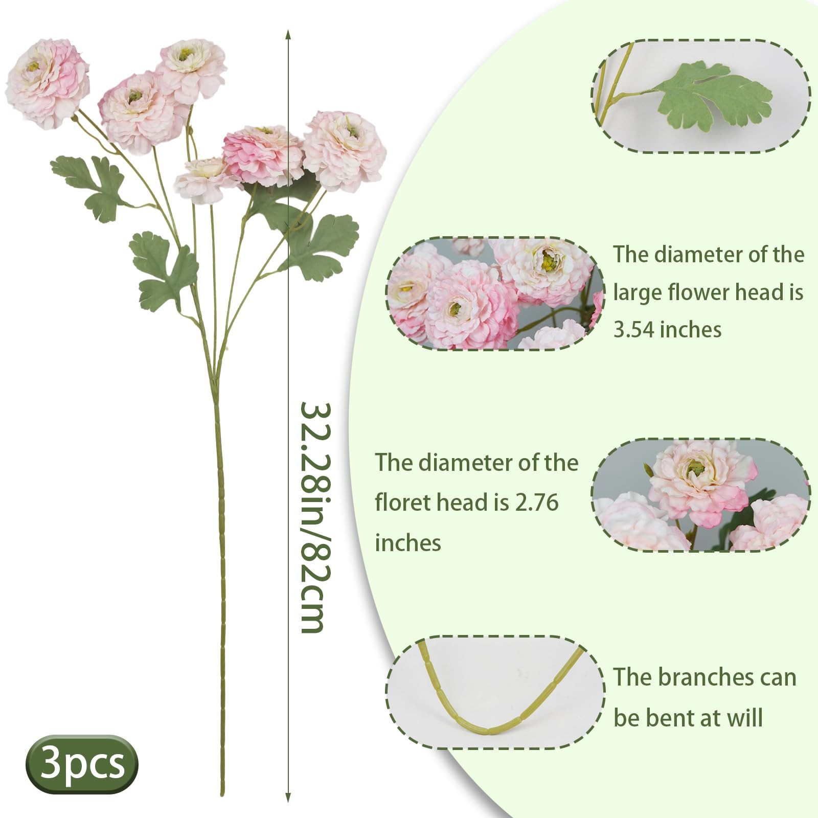3 Pcs Artificial Flowers Spring Summer Silk Zinnia Flowers with Stems Zinnia …