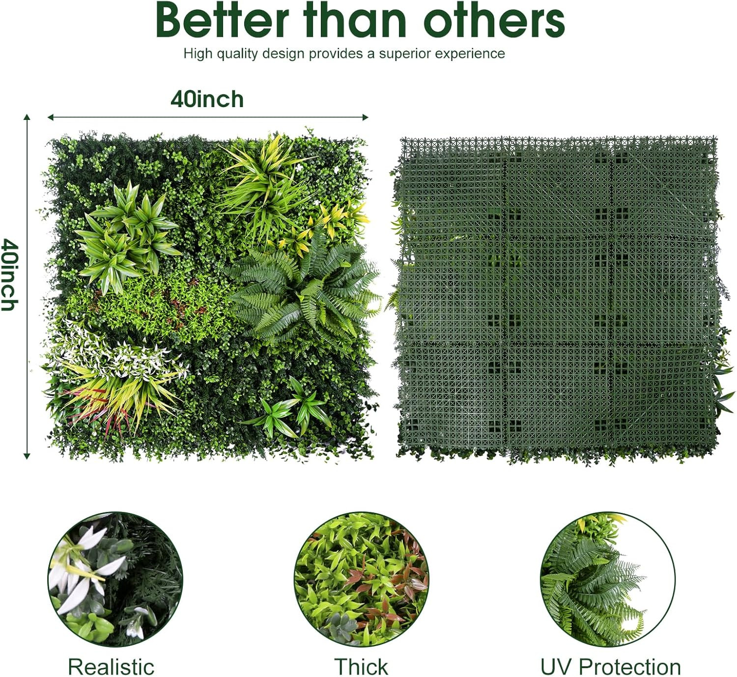 40″X40″ Boxwood Hedge Wall Panel – UV Protected Faux Grass Decor