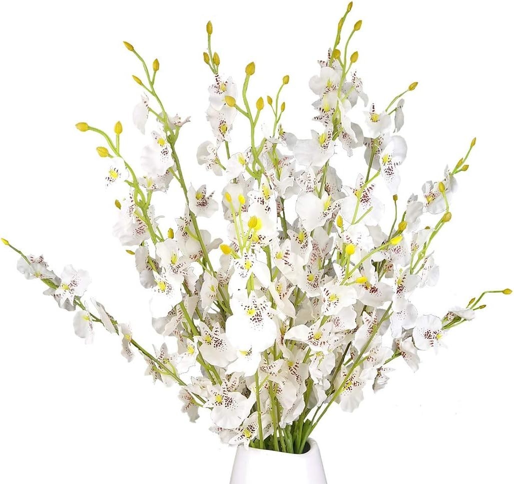 Versatile 20” Silk Orchid Flowers Set of 10 – Ideal for Garden & Office Decor