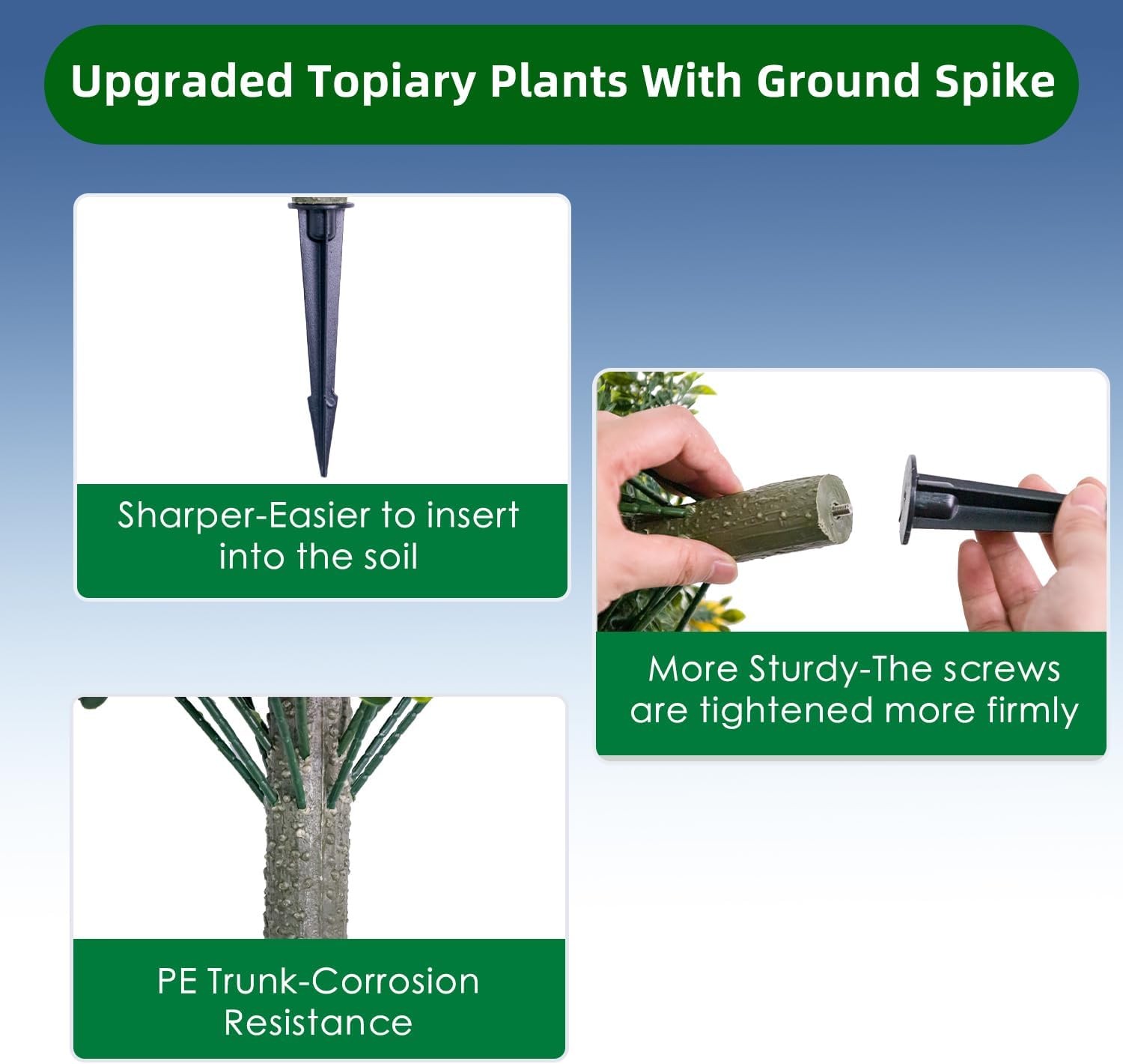 2PCS 25.5in Artificial Topiary Tree w/ Ground Spike Cypress Plant Indoor Outdoor