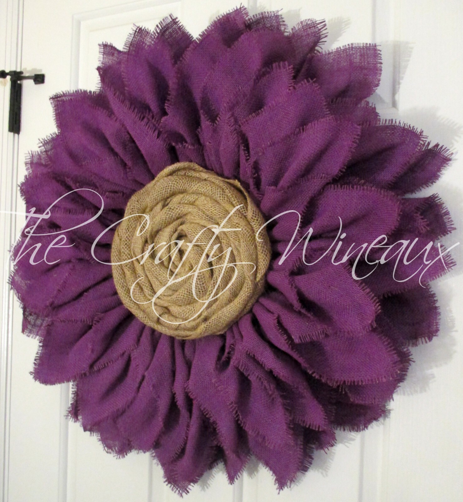 The Crafty Wineaux – Extra Thick 25″ Rich Purple Burlap Sunflower Wreath