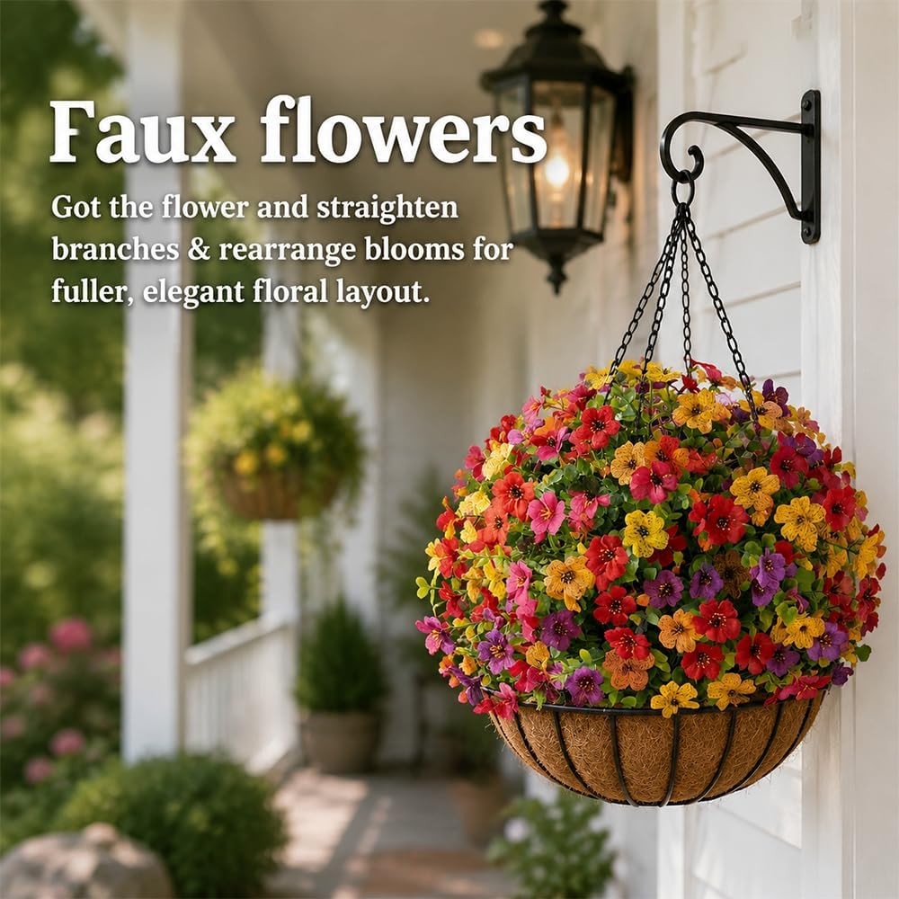 Artificial Violet Flowers with Ground Spike Fake Plants Garden Patio Yard Decor