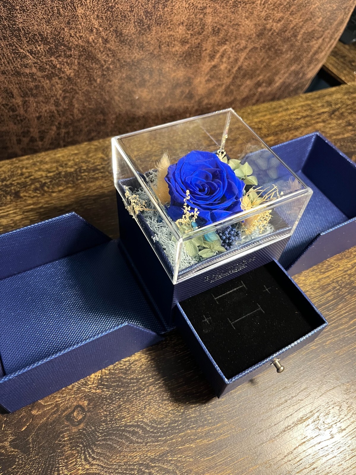 Preserved Eternal Real Rose Flower Gift Box With Jewelry Box Best Wishes