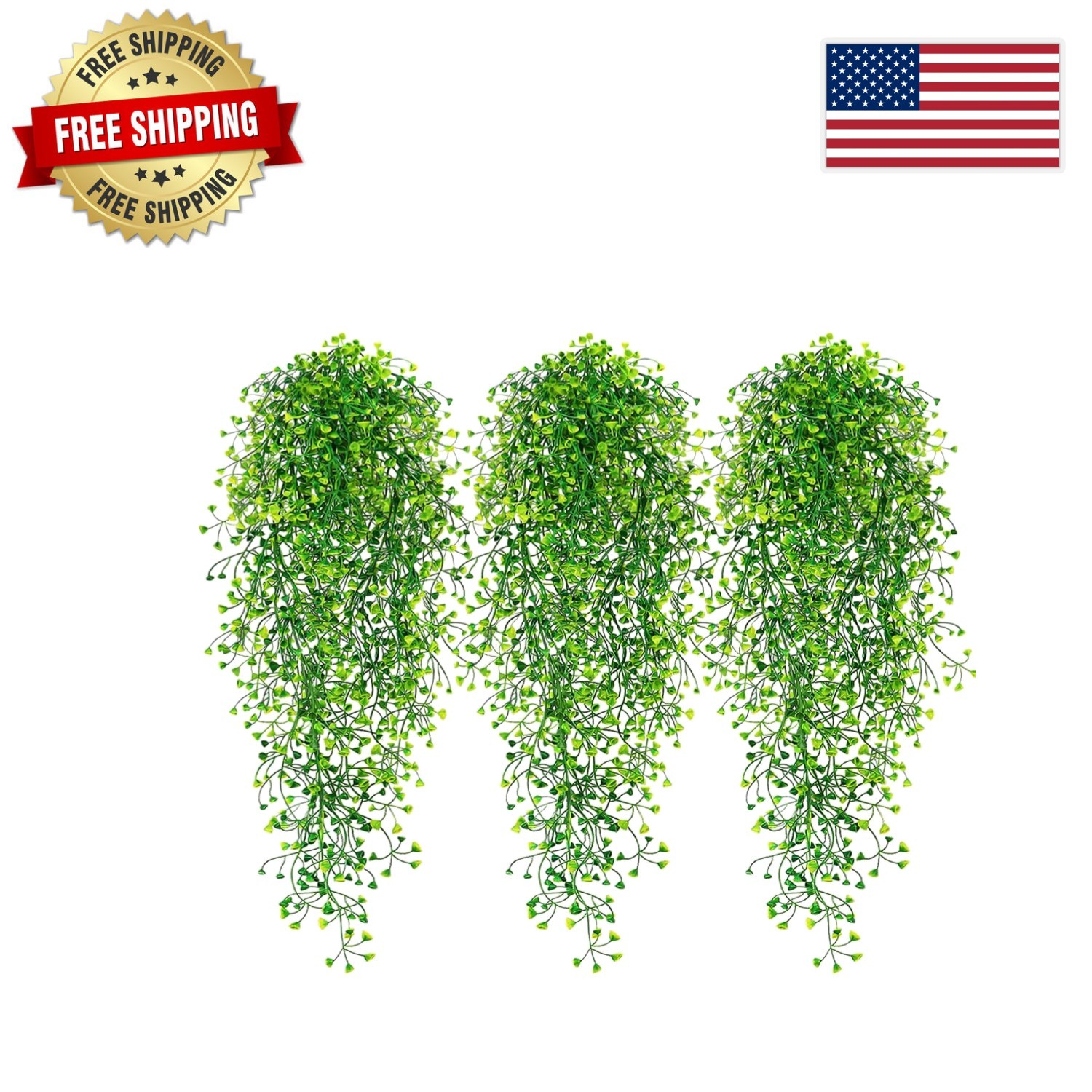 Gorgeous 3pcs UV-Proof Faux Hanging Plants for Effortless Indoor/Outdoor Style