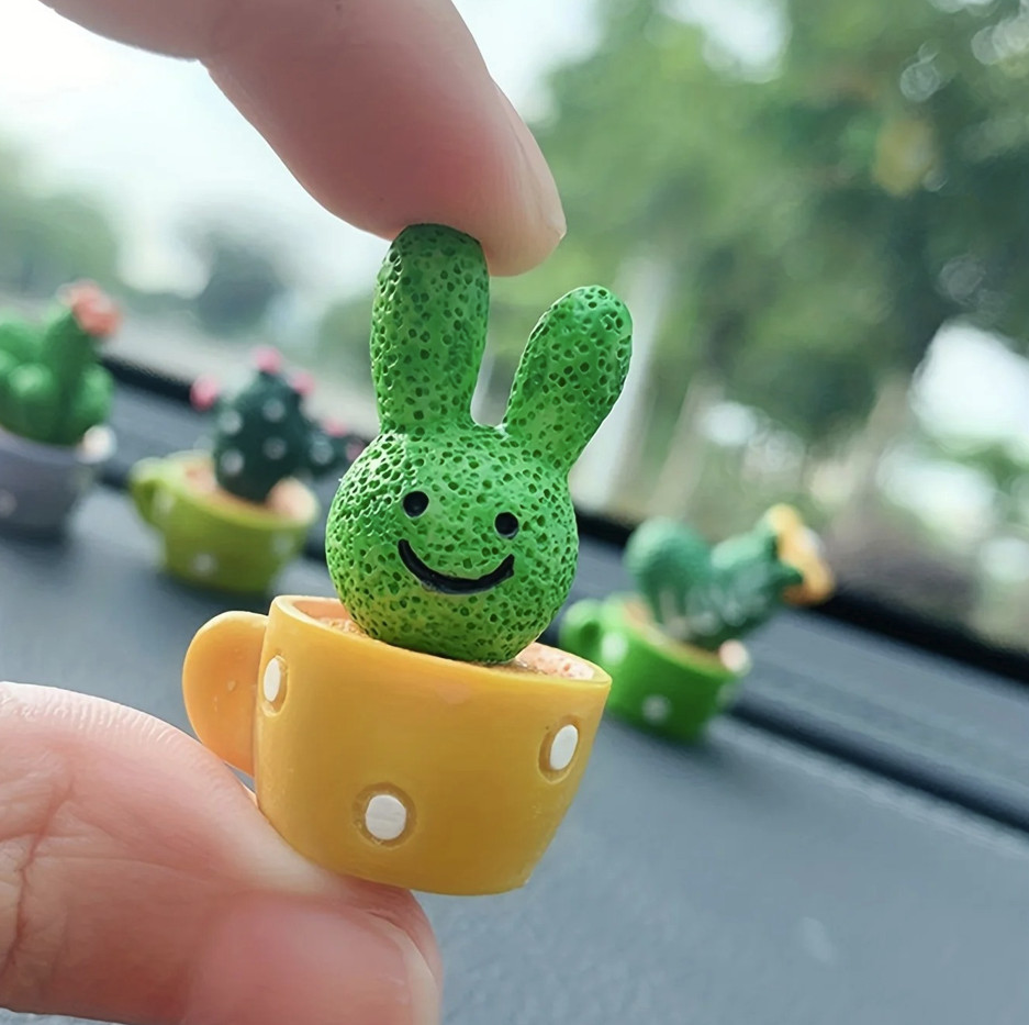 4pcs Mini Resin Succulent & Cactus Decoration Set Home Office Decor – NEW