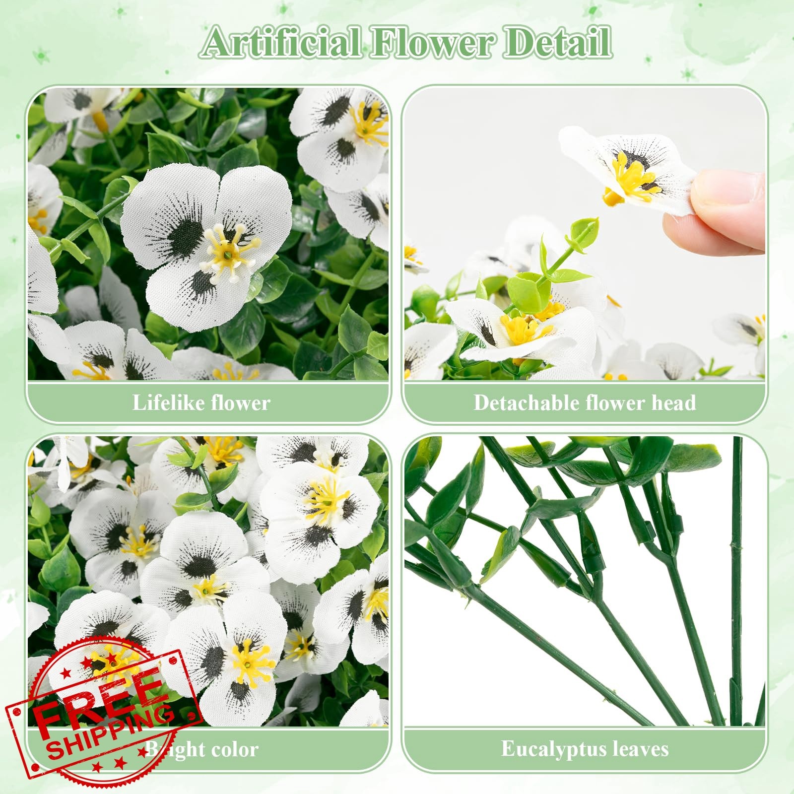 U’Artlines White Artificial Flowers 16 Bundles UV