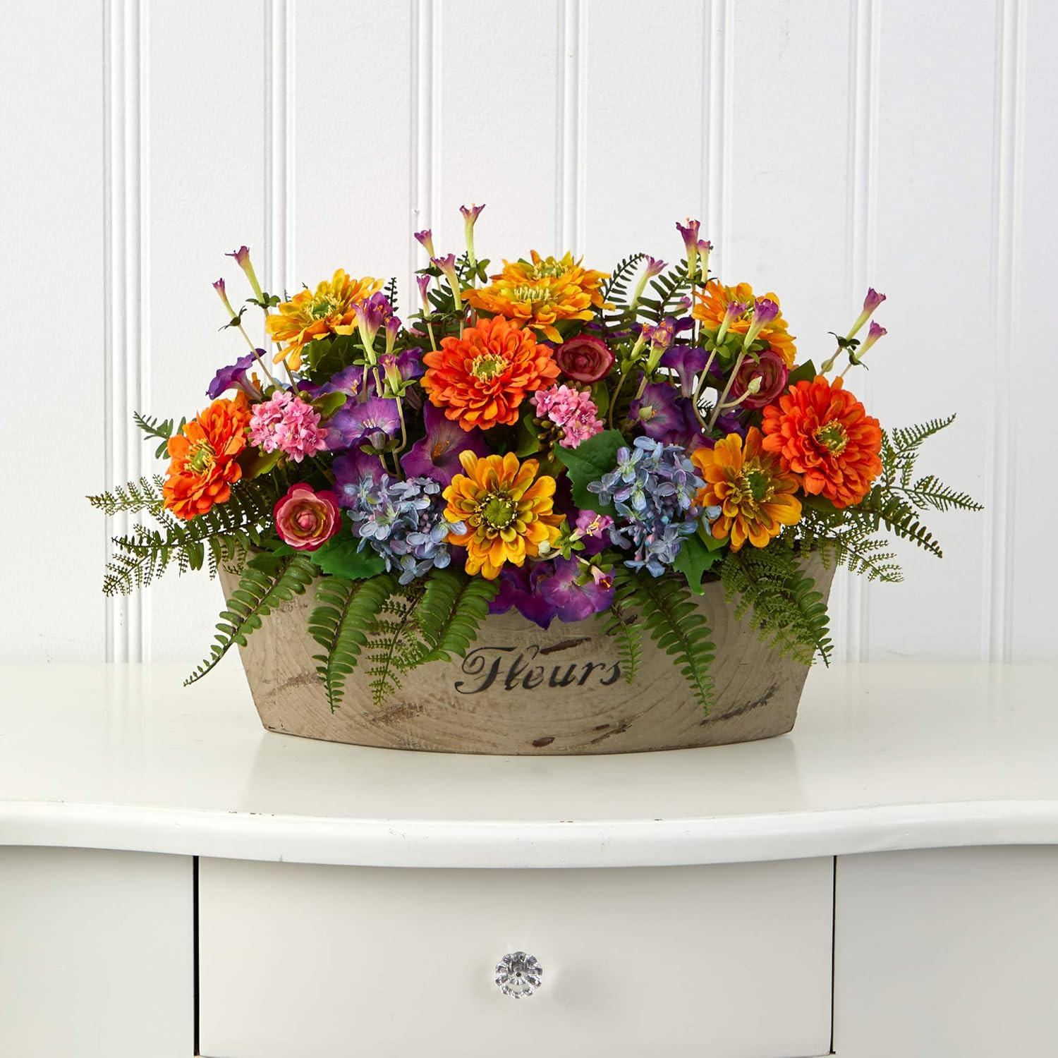 18In. Mixed Flowers Artificial Arrangement in Decorative Vase