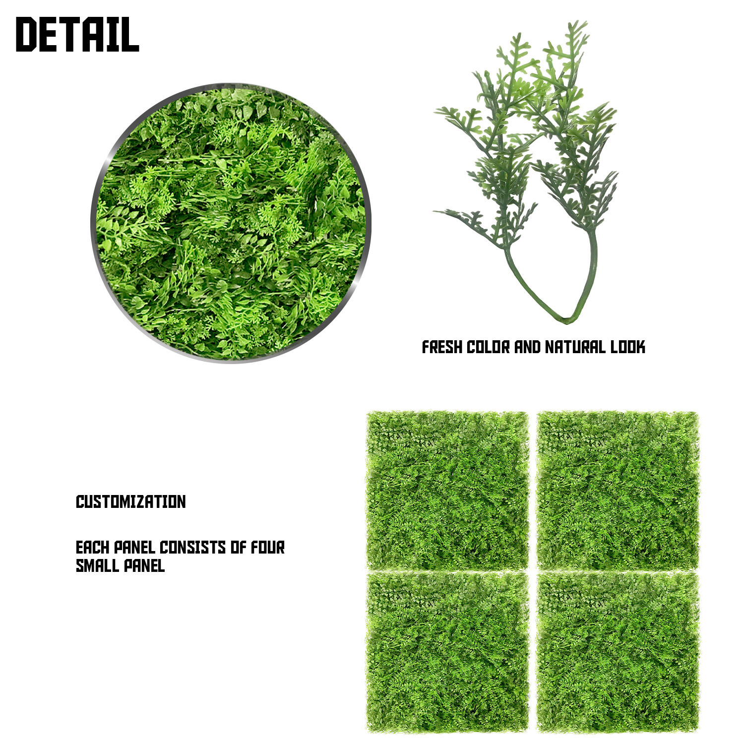 20″x20″ Artificial Faux Leaf Fern Fence Screen Greenery Wall Decor Panel