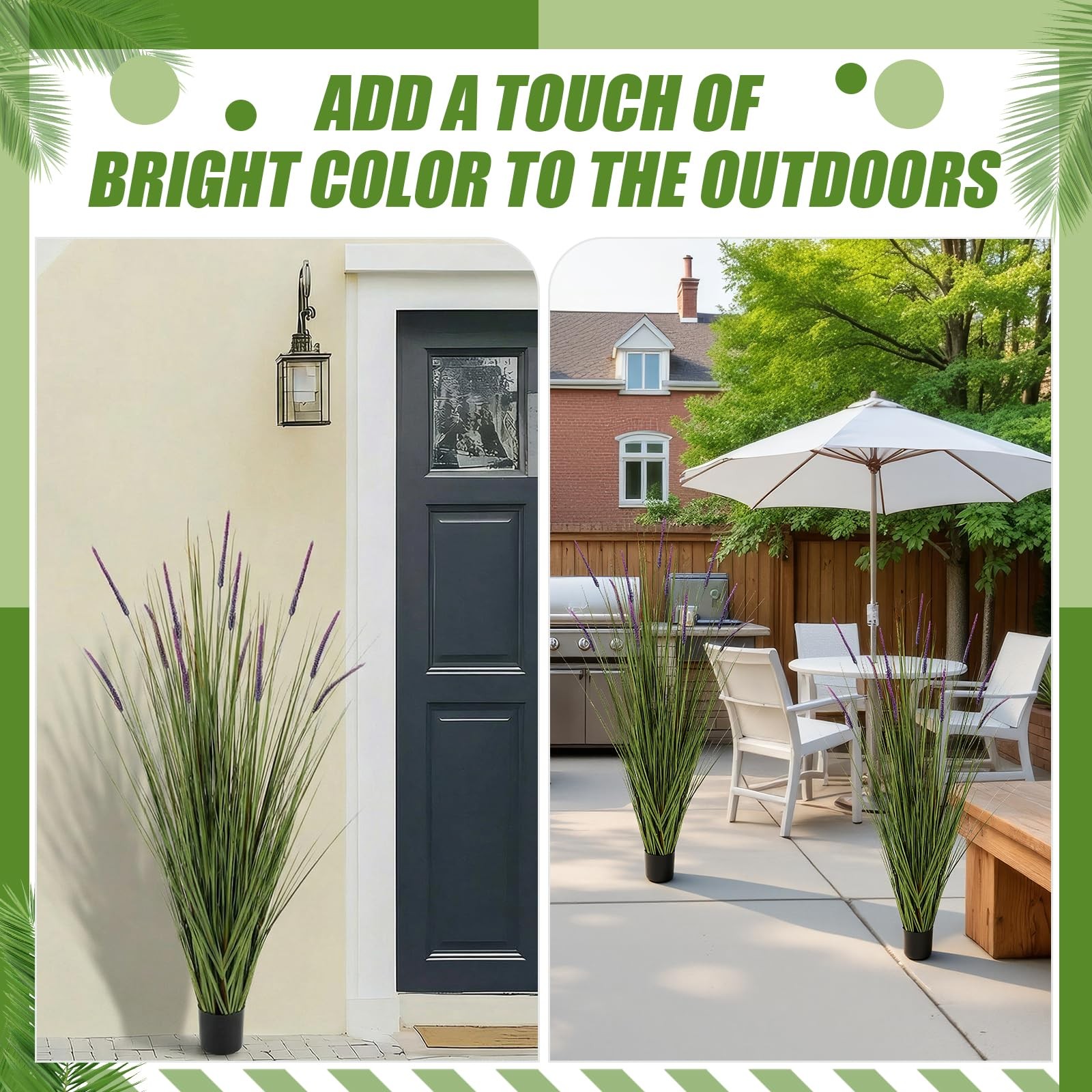 2 Pack Artificial Grass Plants, 5ft Tall Fake Lavender Plants Grass Indoor Ou…