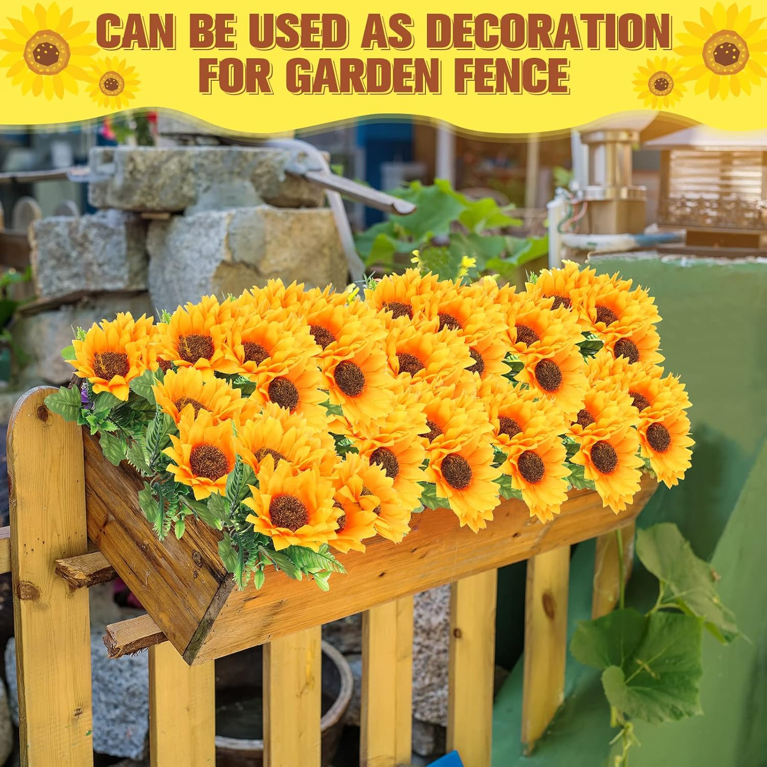 30 Bunches Artificial Sunflower Bouquets for Wedding & Home Decor, 11.8″ High