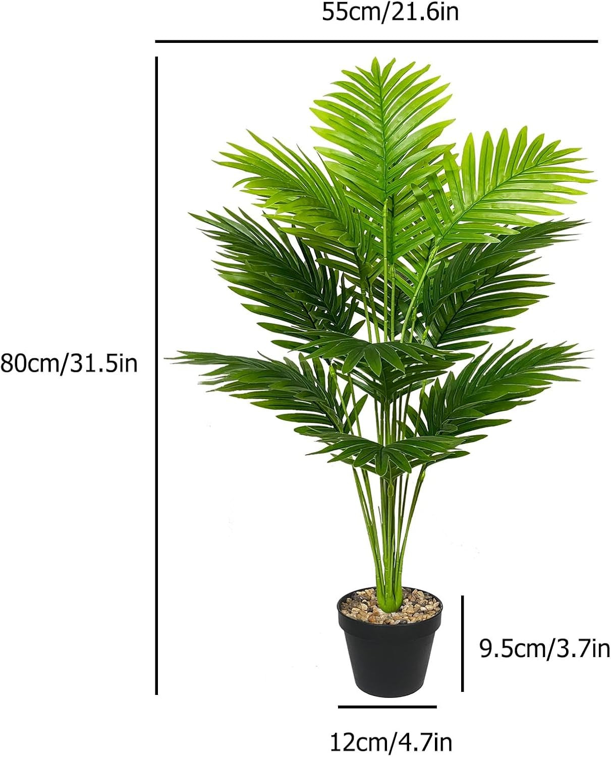 Artificial Plant in Pot Fake Tree Trunks Leaves Faux Potted for Indoor Outdoor