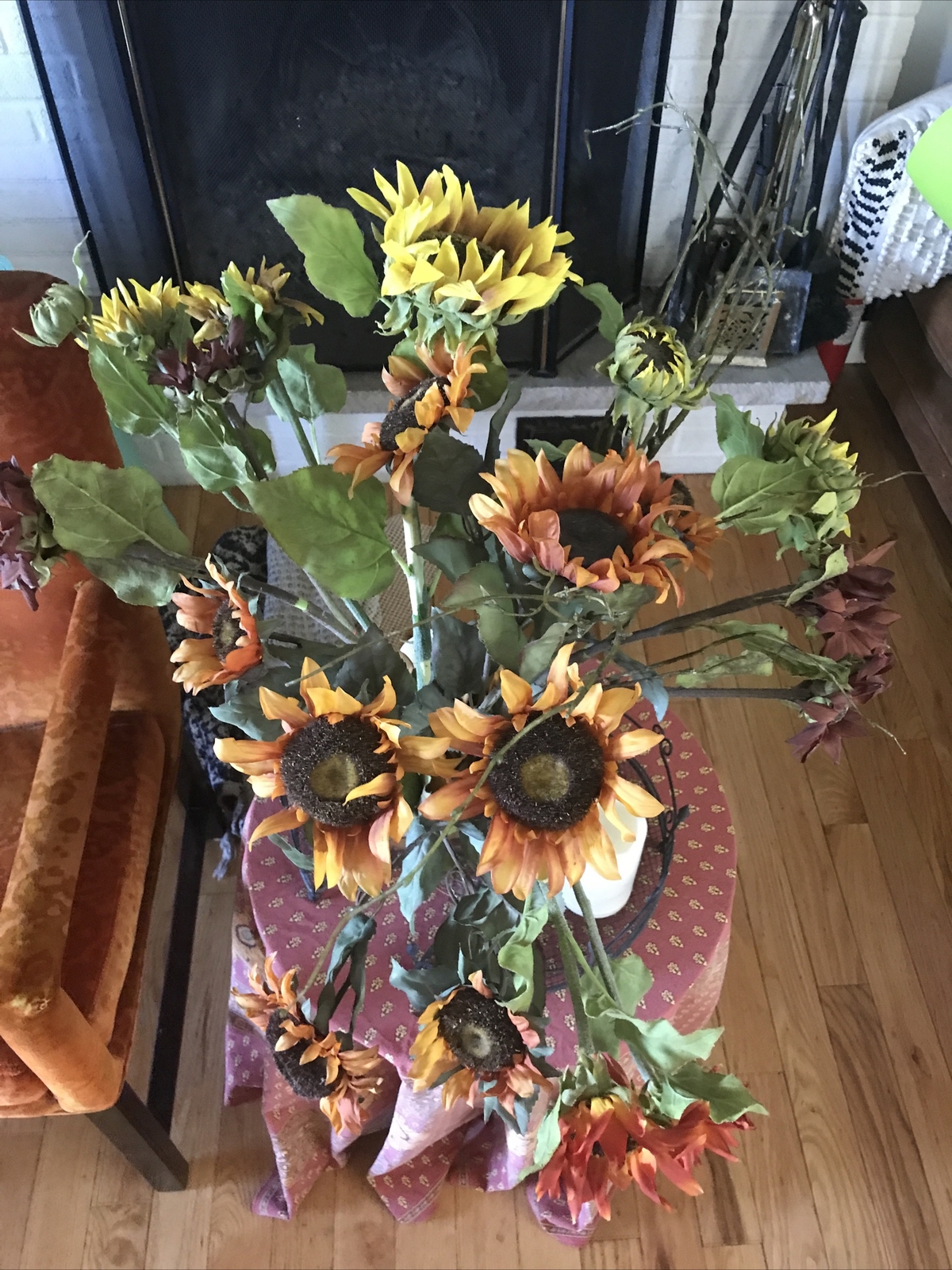 Large Sun Flowers in Glass Vase Silk Summer sunflowers floral Arrangement $125