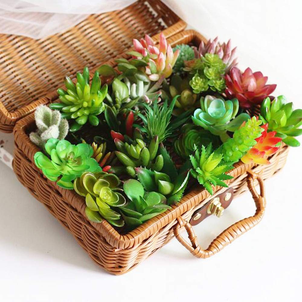 20 PCS Green Artificial Succulent Plants, Unpotted Faux Flocked Assortment