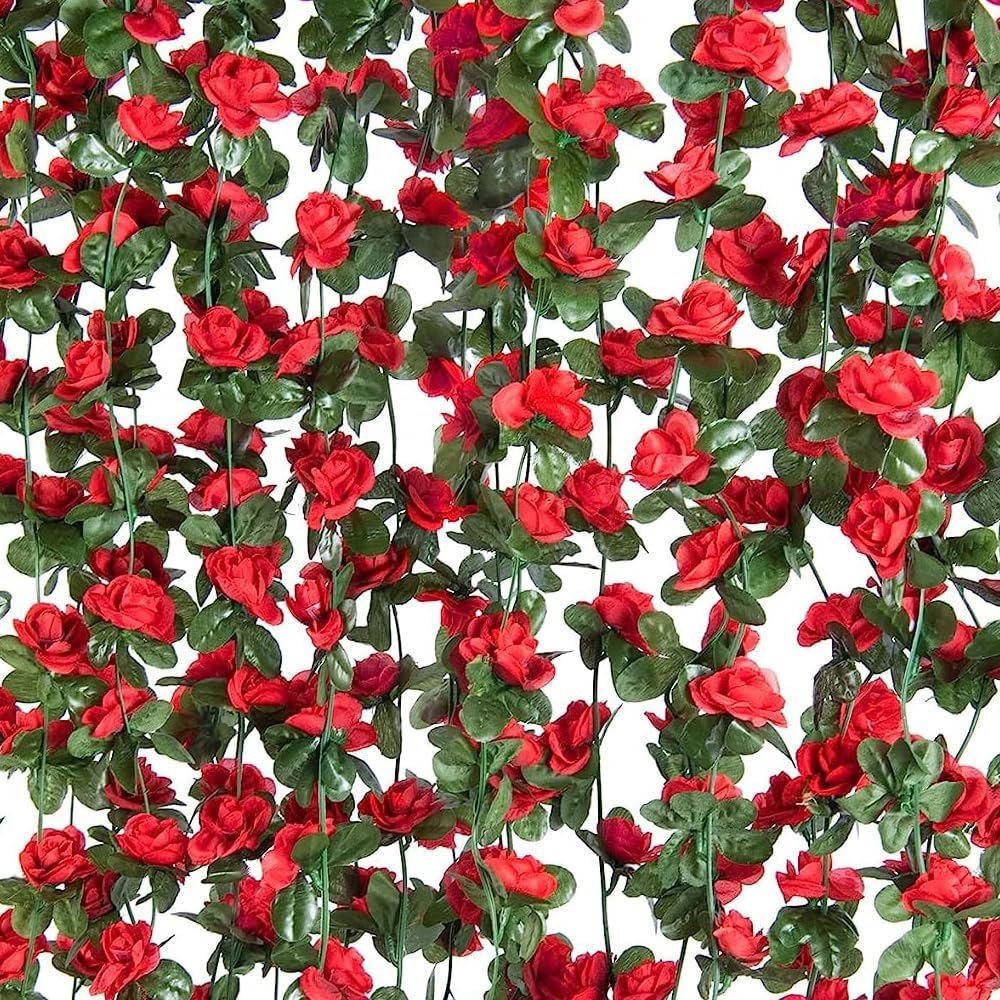 9Pcs 73.8FT Artificial Fake Rose Vine Garland Hanging Plants Home Wedding Decor