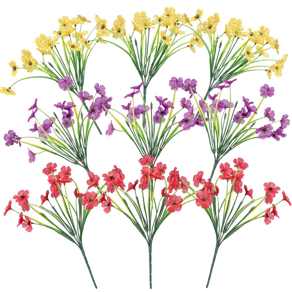 9 Bundles Artificial Flowers Outdoor Fake for Porch Faux Outdoors