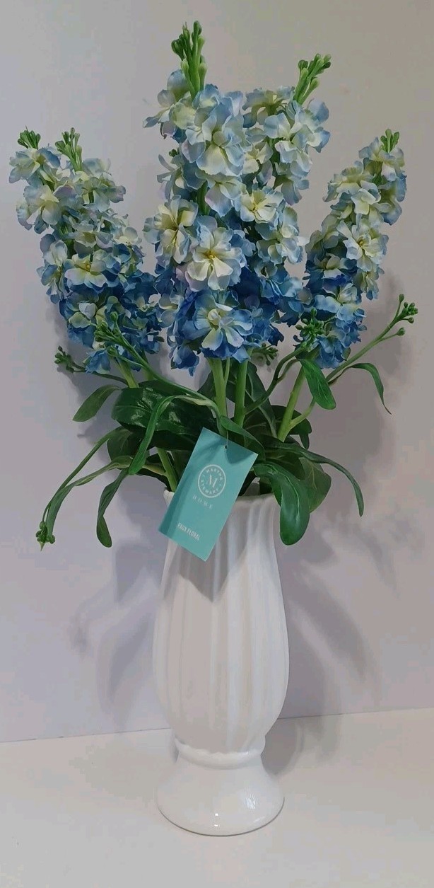 Martha Stewart Faux Stock Arrangement In White Vase, Multi-Color, Shabby Chic