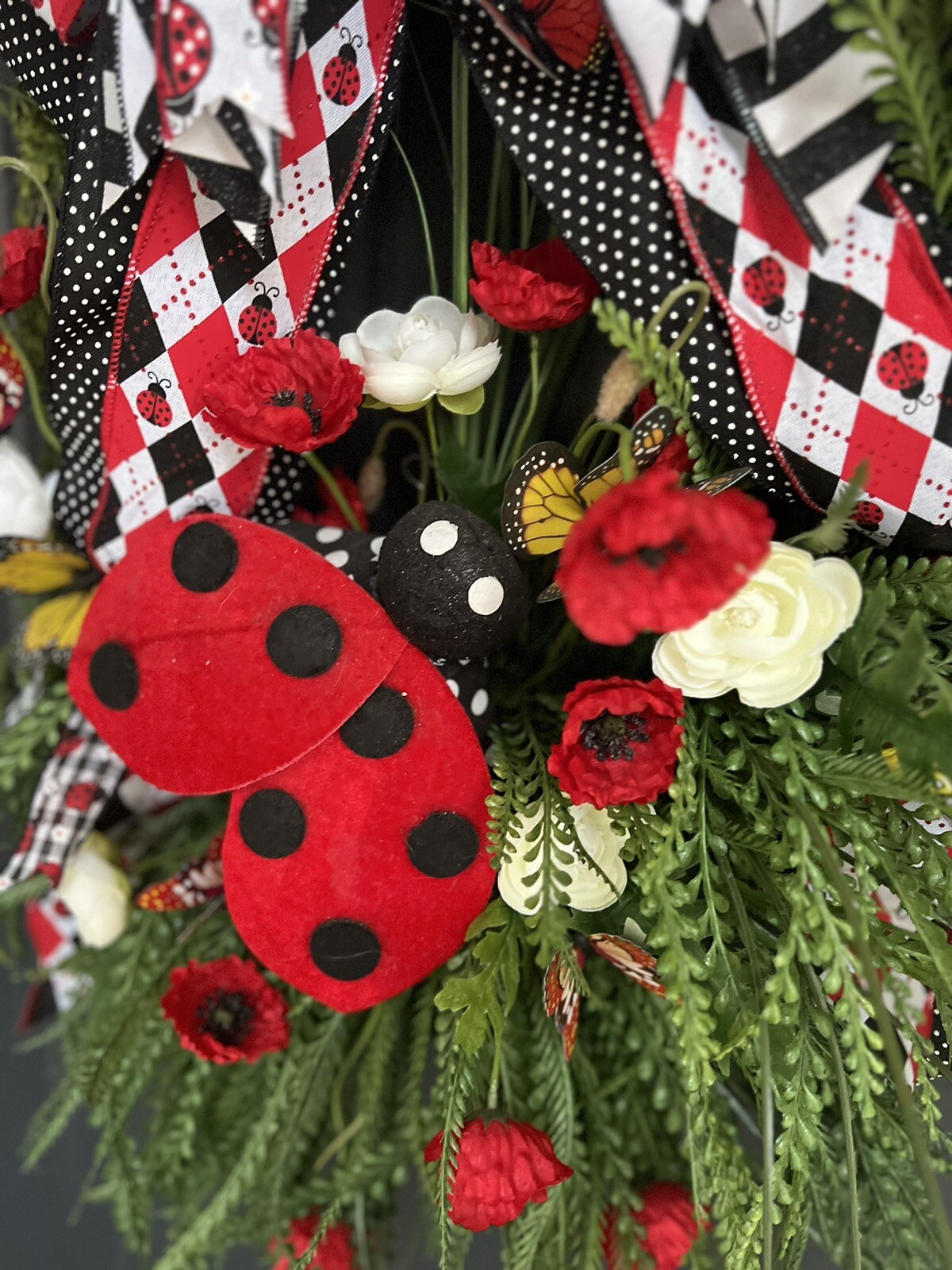 Big Ladybug Wreath, Summer Moss Wreath, Spring Moss Wreath, Wreath For Mom, Gift